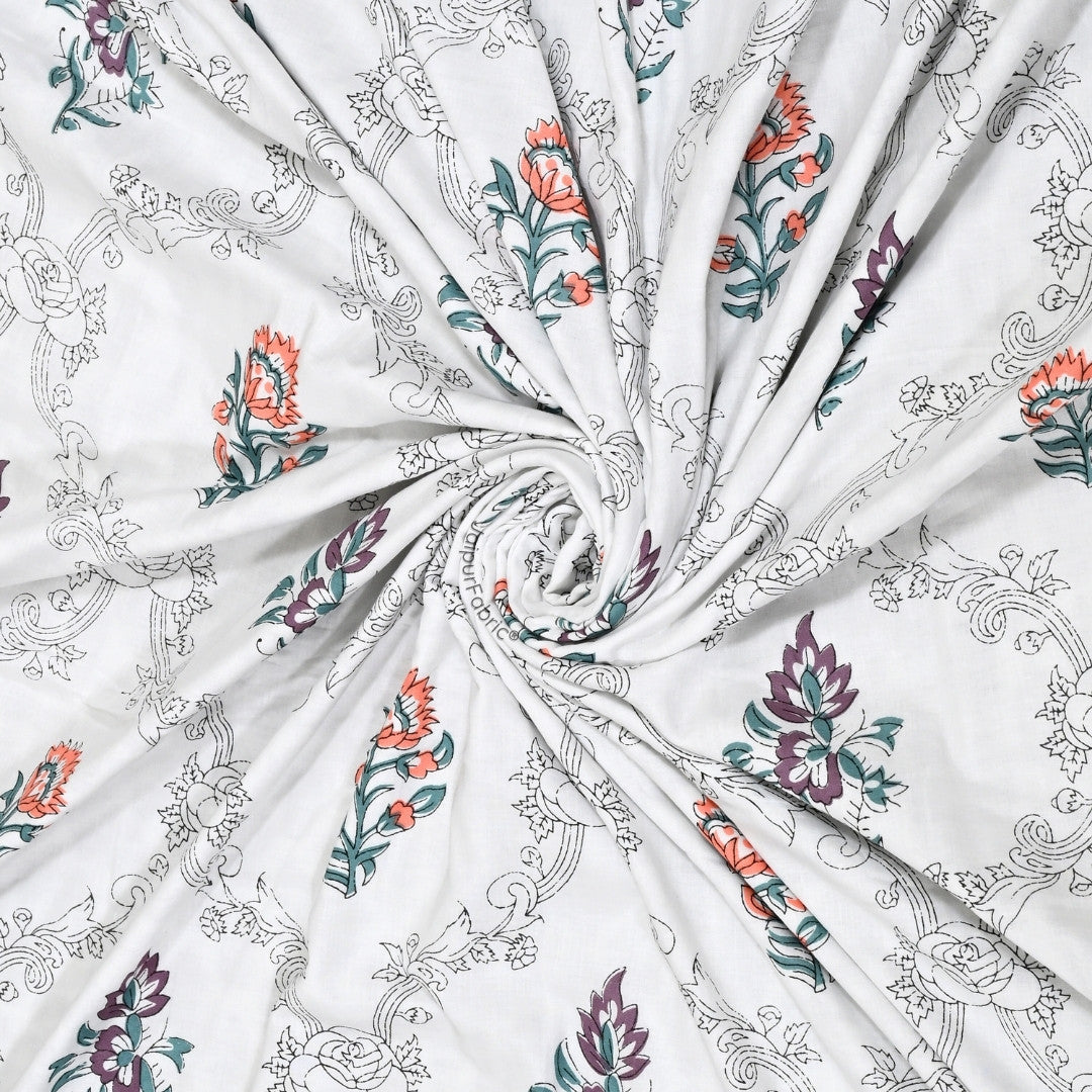 Soothing Calm Peach Block Print 400 TC Pure Premium MulMul Cotton Single Bed Dohar