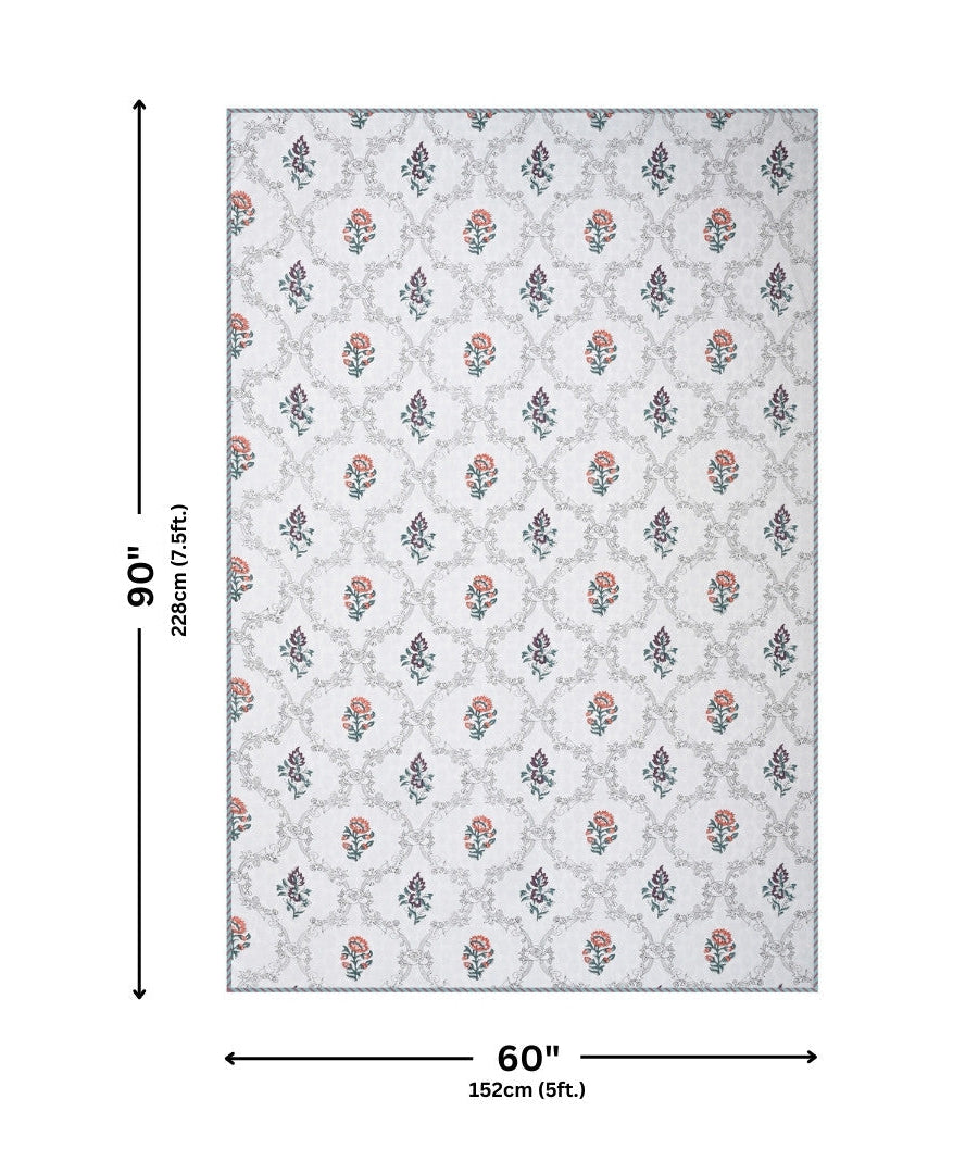 Soothing Calm Peach Block Print 400 TC Pure Premium MulMul Cotton Single Bed Dohar