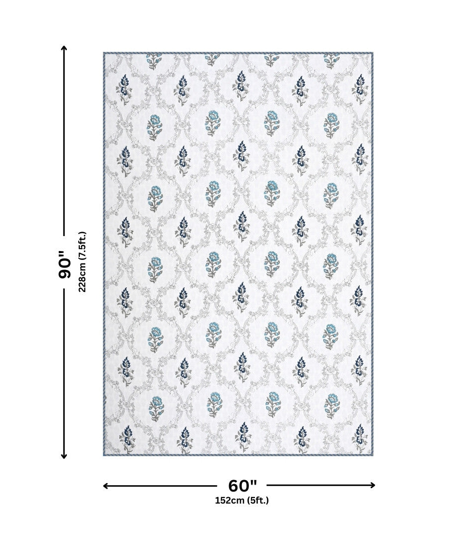 Soothing Calm Blue Block Print 400 TC Pure Premium MulMul Cotton Single Bed Dohar