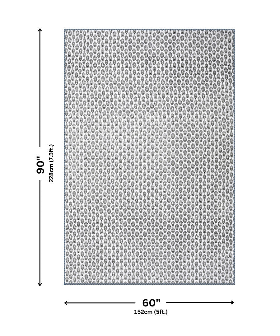 Soothing Calm Blue Block Print 400 TC Pure Premium MulMul Cotton Single Bed Dohar