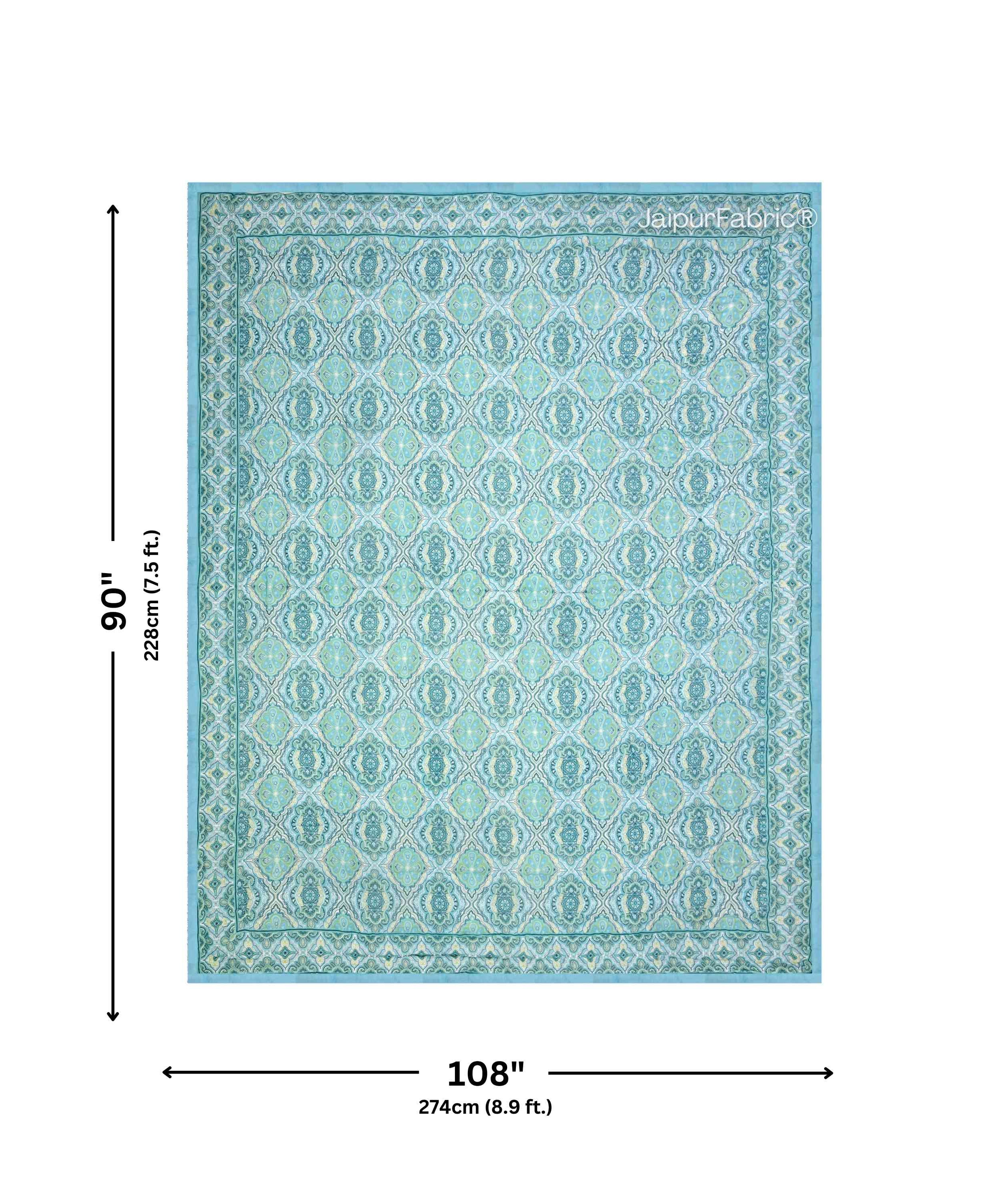 Reversible Quilt Rajai with Turquoise Medallion Dual-Design Print for Stylish Bedrooms