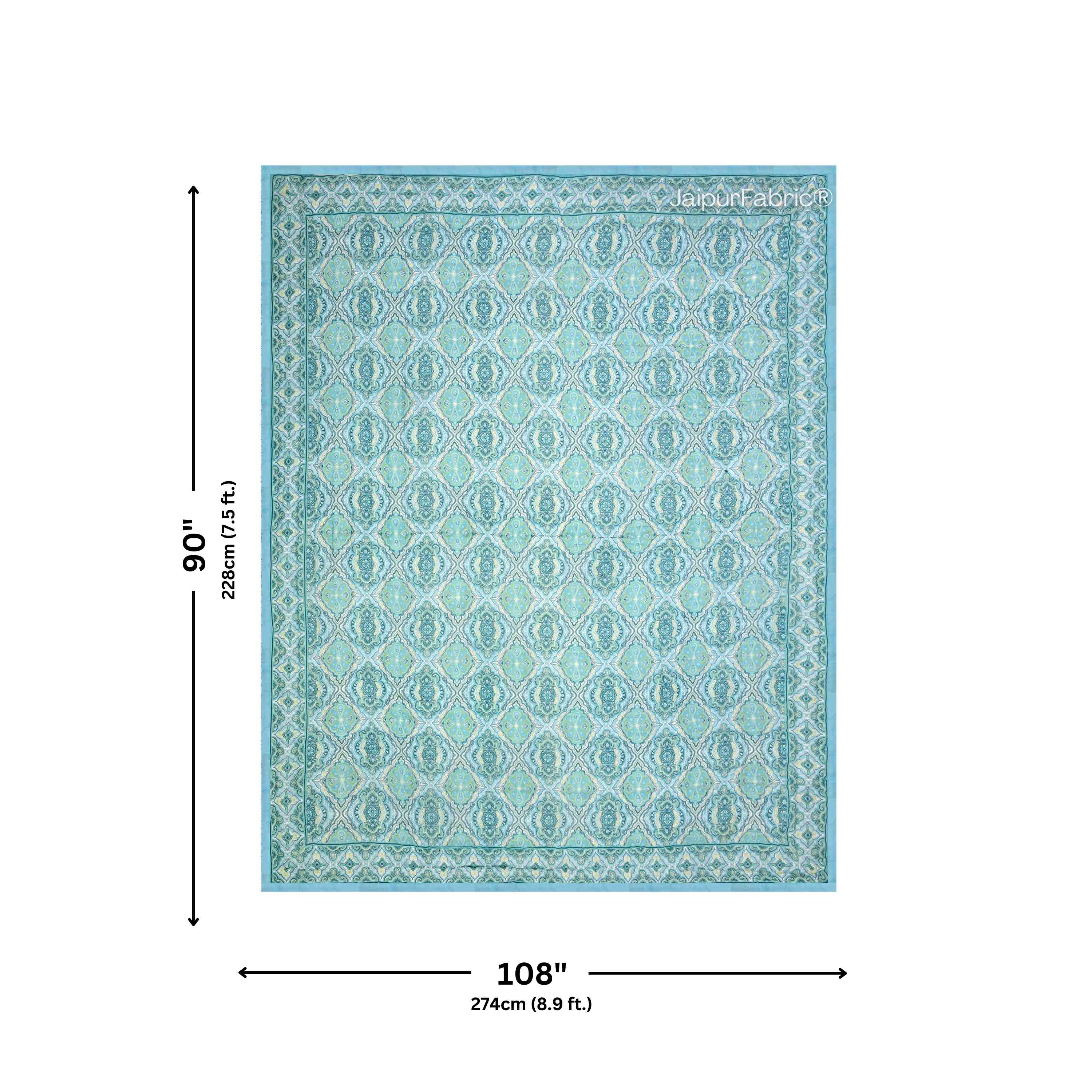 Reversible Quilt Rajai with Turquoise Medallion Dual-Design Print for Stylish Bedrooms