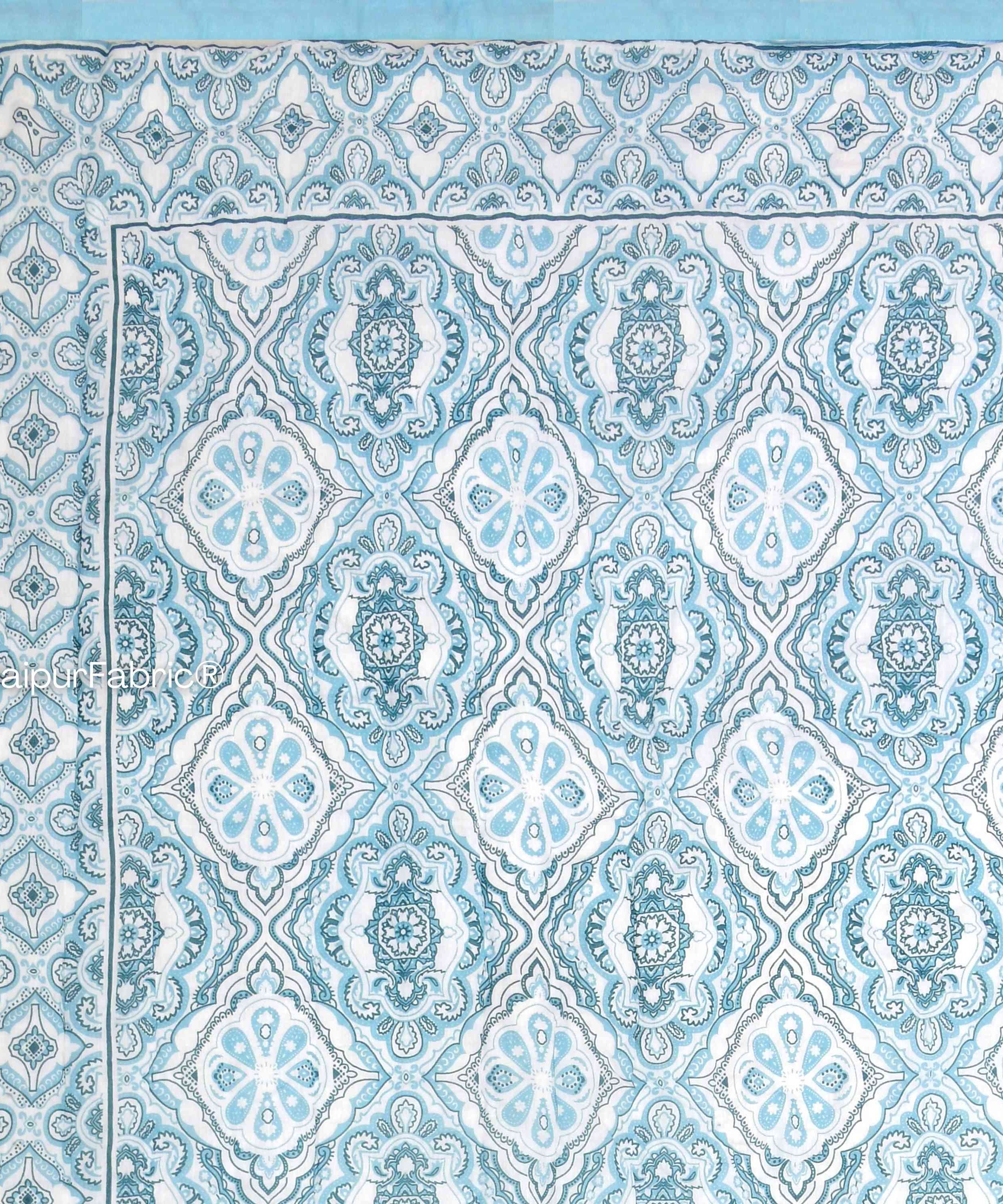Reversible Quilt Rajai with Turquoise Medallion Dual-Design Print for Stylish Bedrooms