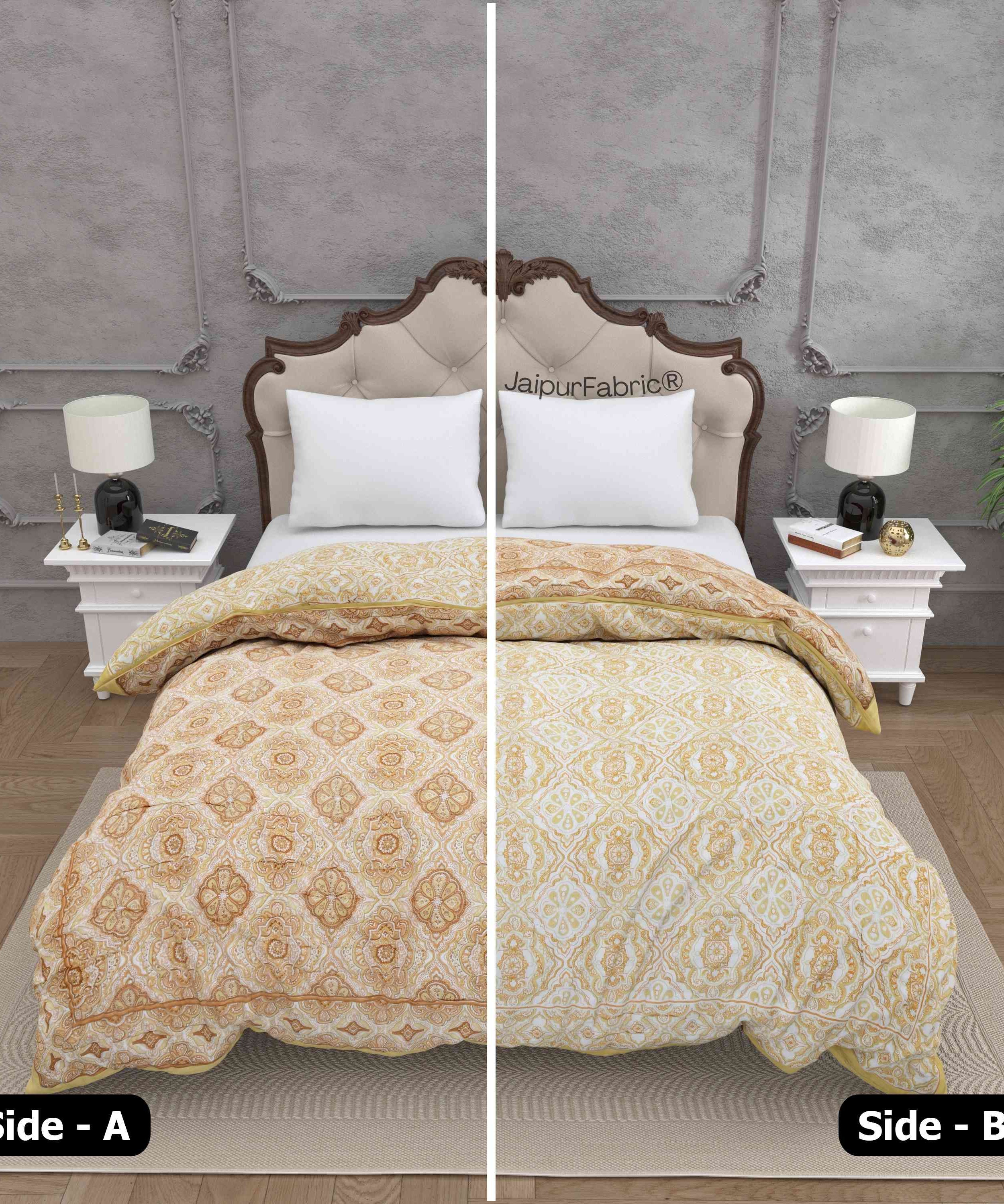 Reversible Quilt Rajai with Golden Corn Dual-Design Print for Stylish Bedrooms