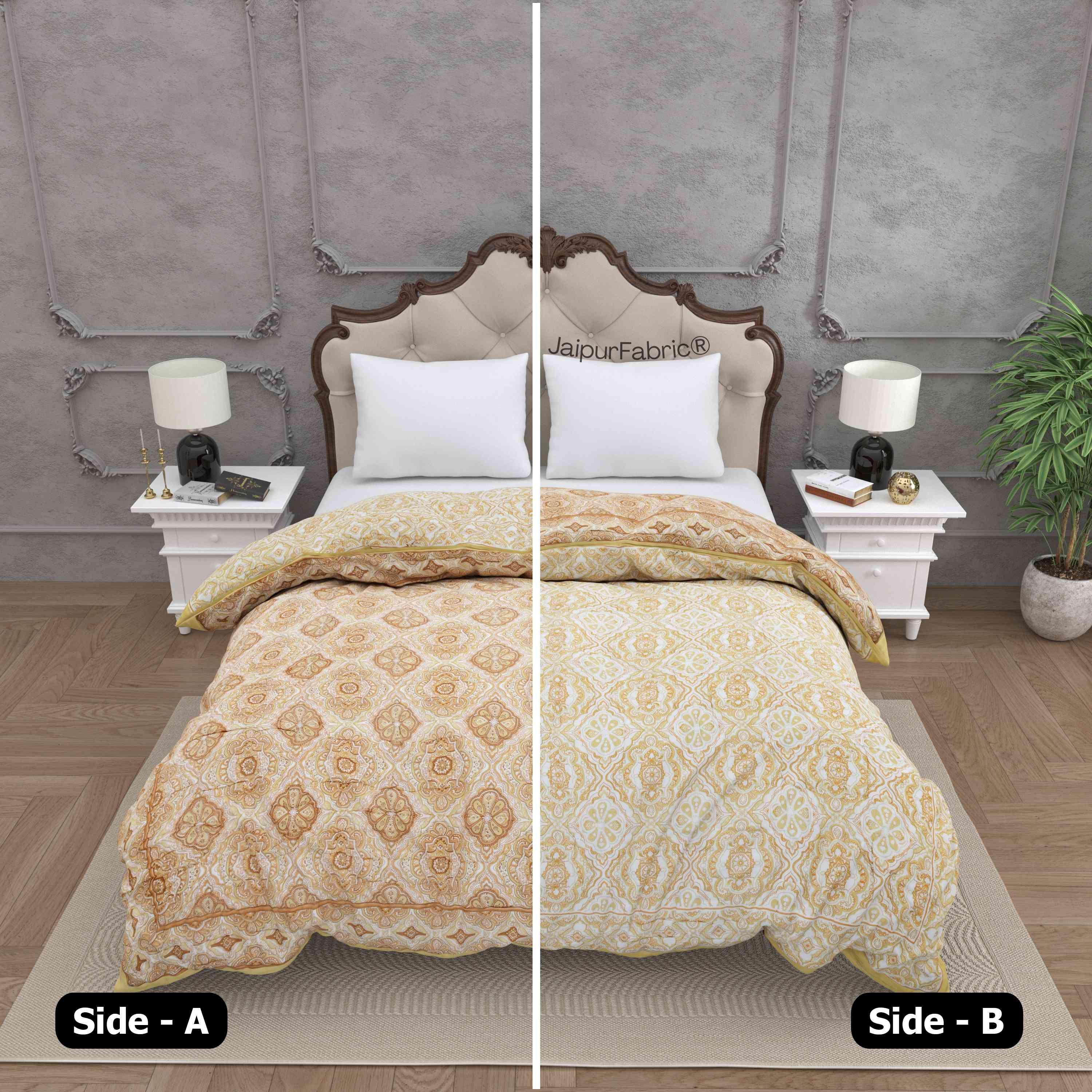 Reversible Quilt Rajai with Golden Corn Dual-Design Print for Stylish Bedrooms