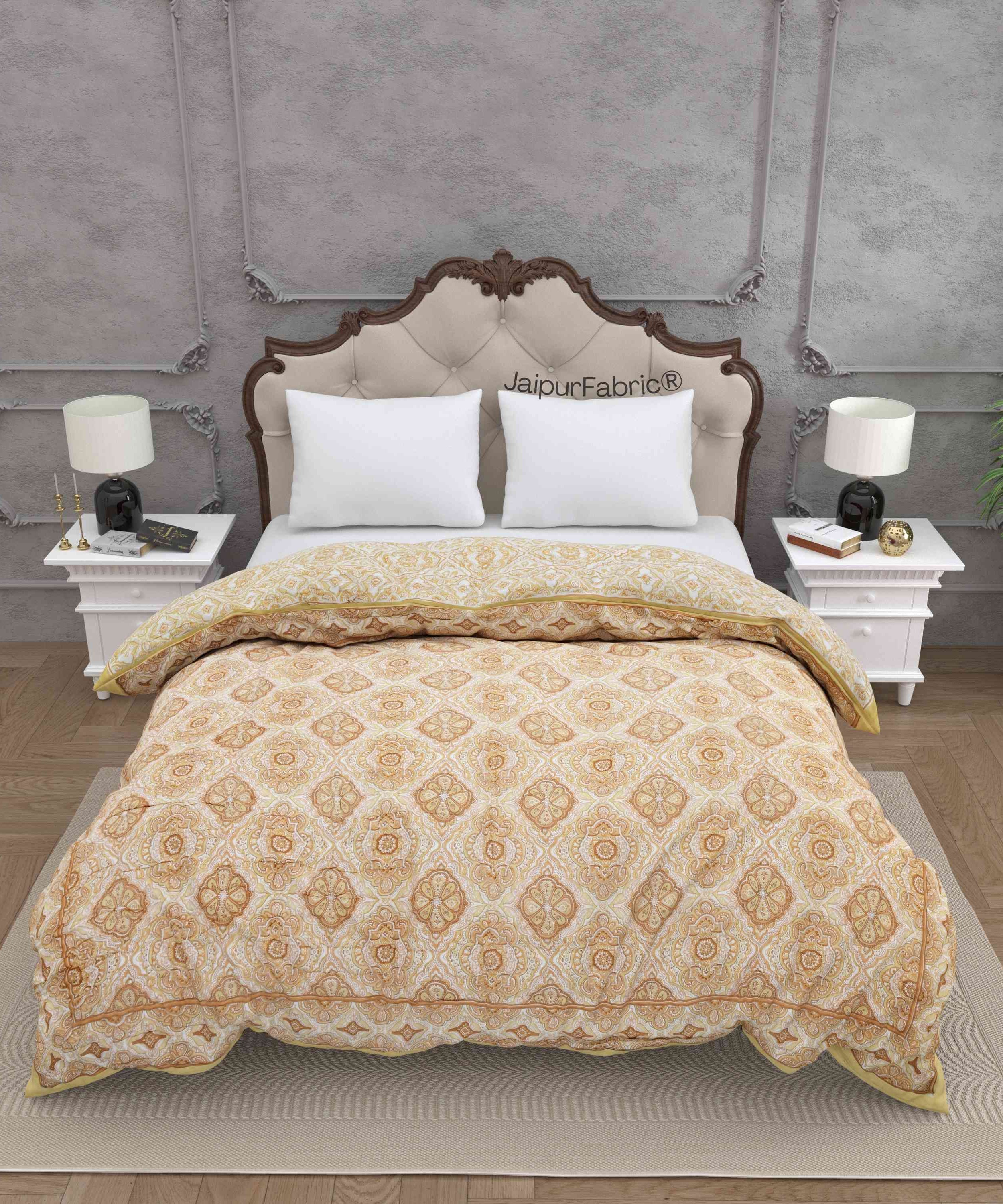 Reversible Quilt Rajai with Golden Corn Dual-Design Print for Stylish Bedrooms