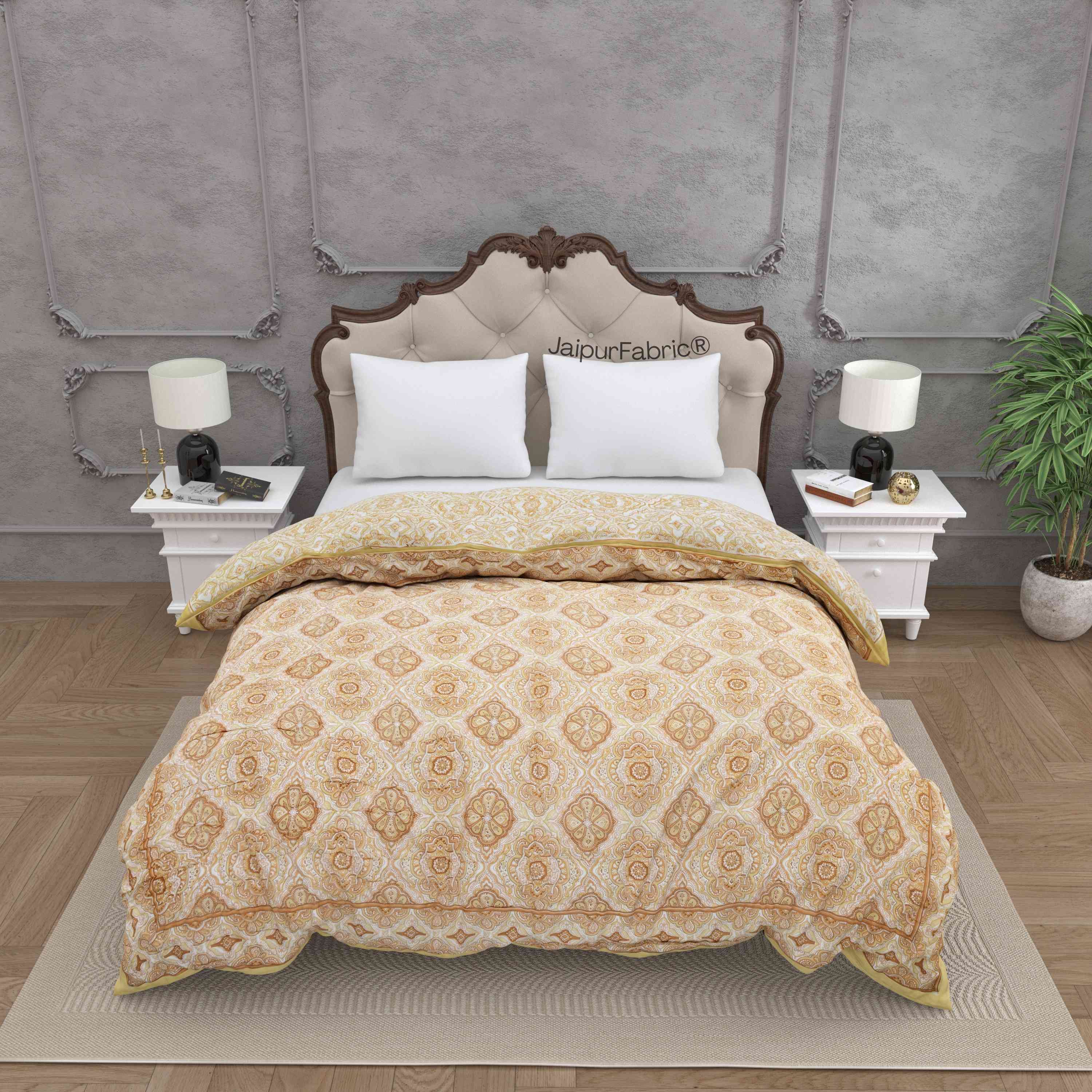 Reversible Quilt Rajai with Golden Corn Dual-Design Print for Stylish Bedrooms