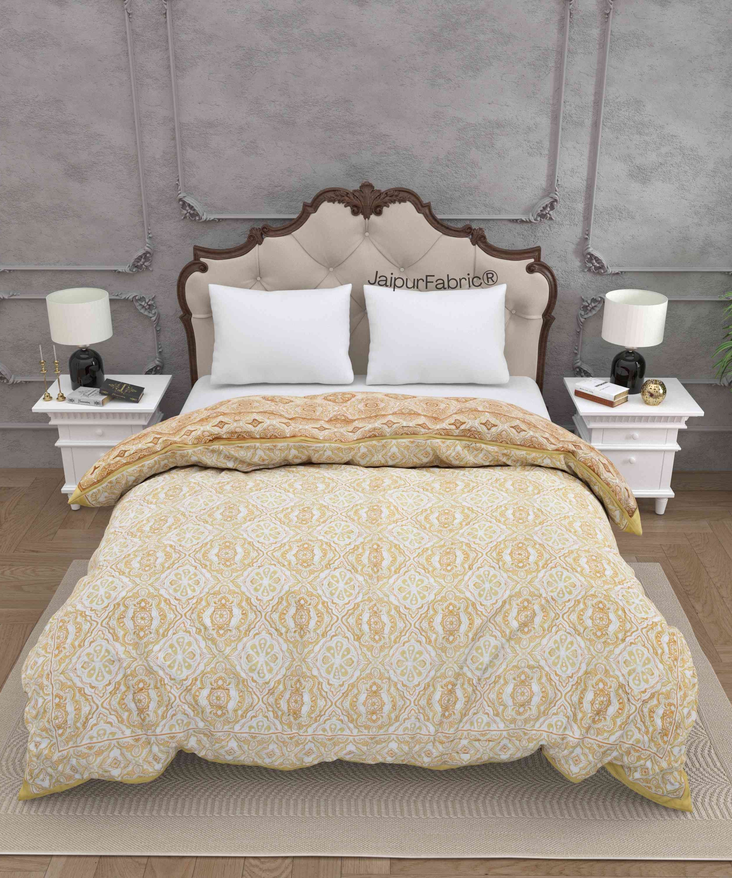 Reversible Quilt Rajai with Golden Corn Dual-Design Print for Stylish Bedrooms