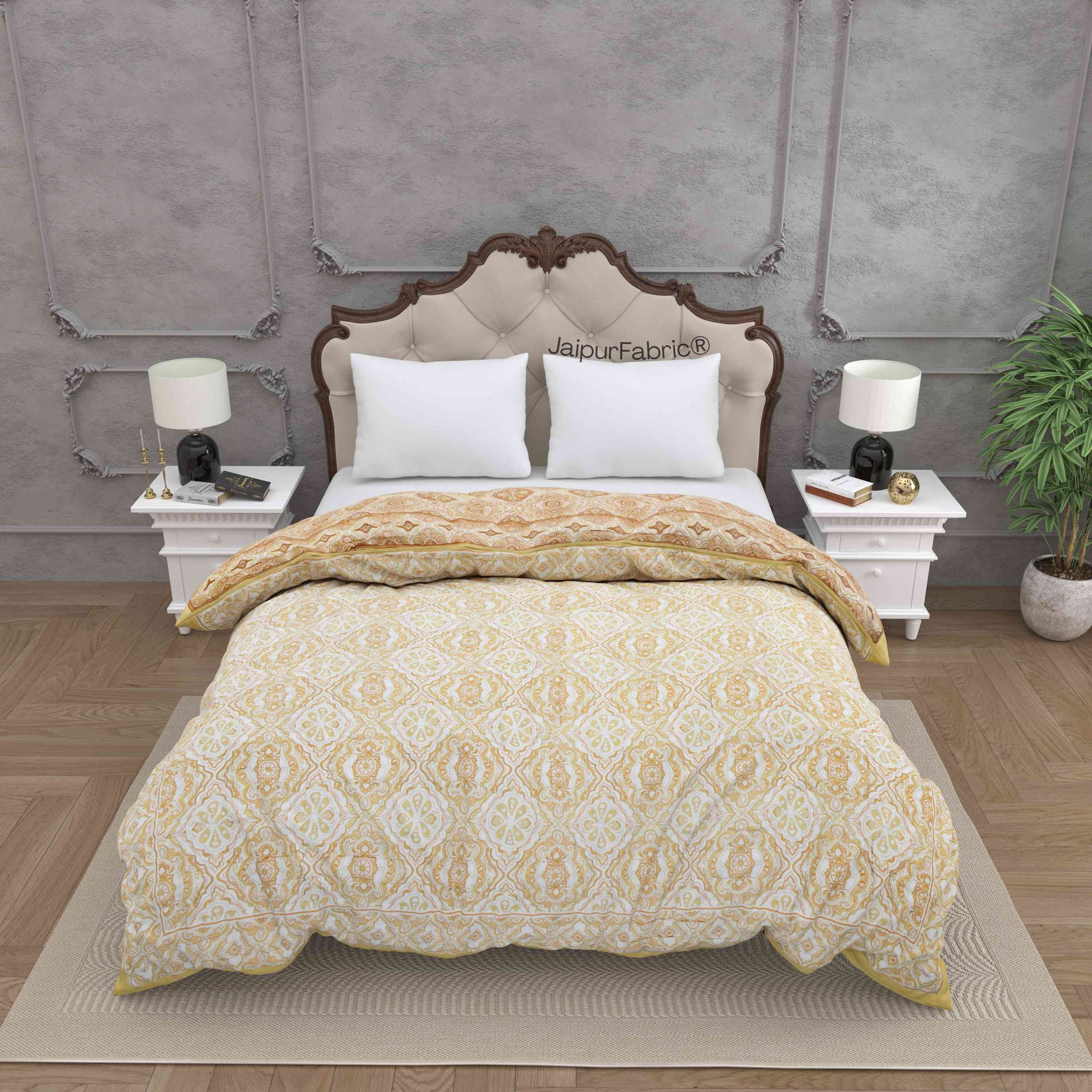 Reversible Quilt Rajai with Golden Corn Dual-Design Print for Stylish Bedrooms