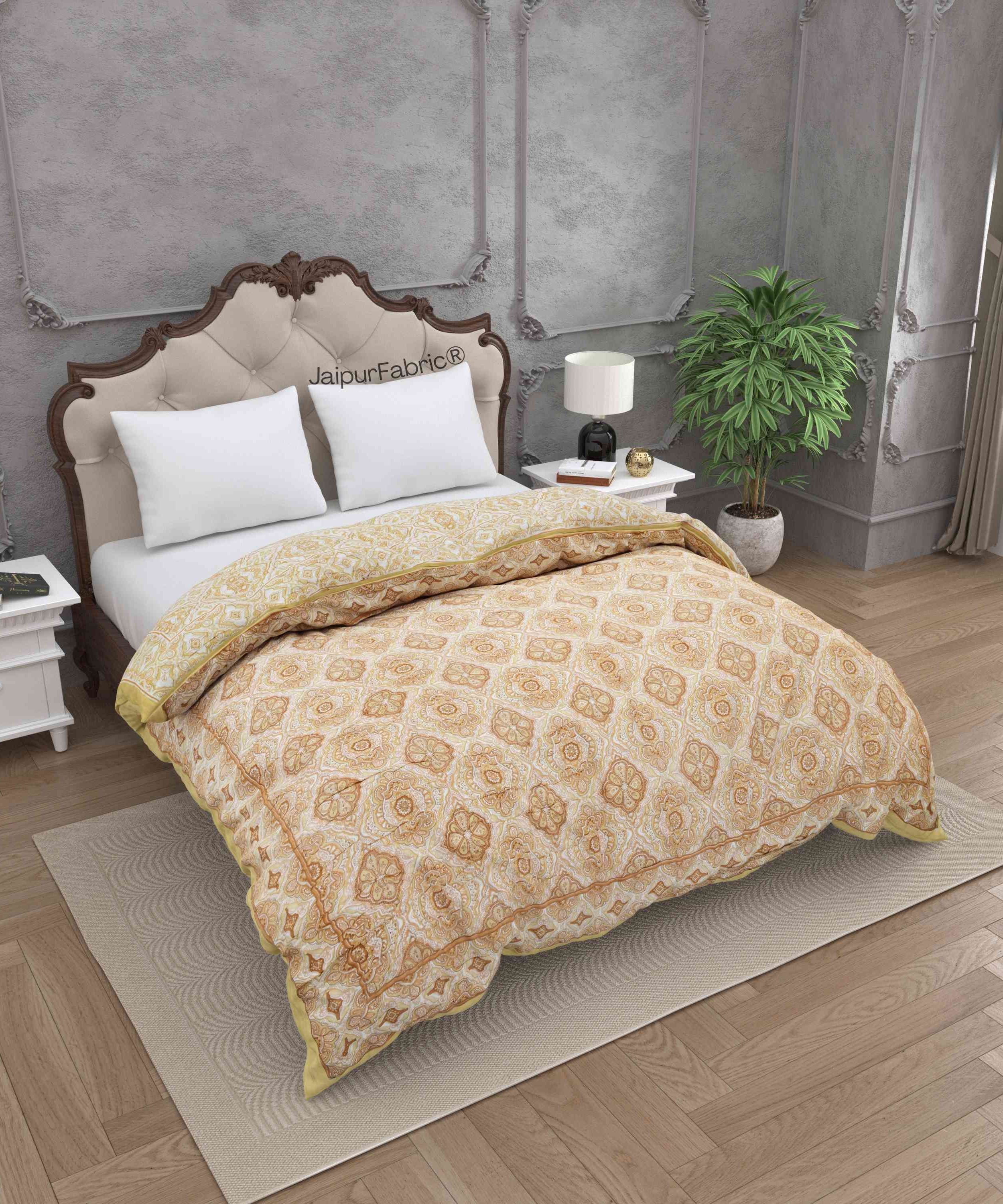 Reversible Quilt Rajai with Golden Corn Dual-Design Print for Stylish Bedrooms
