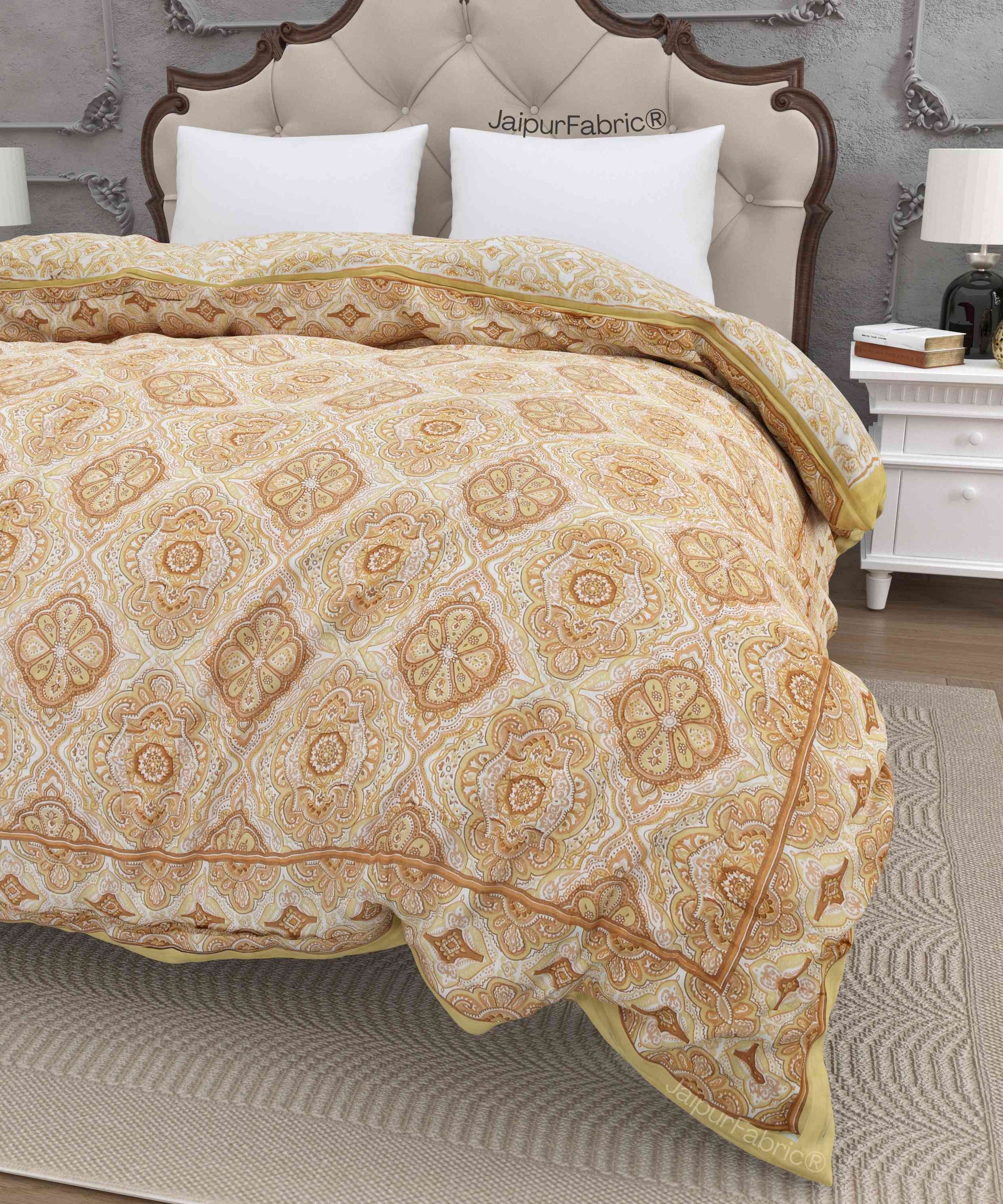 Reversible Quilt Rajai with Golden Corn Dual-Design Print for Stylish Bedrooms