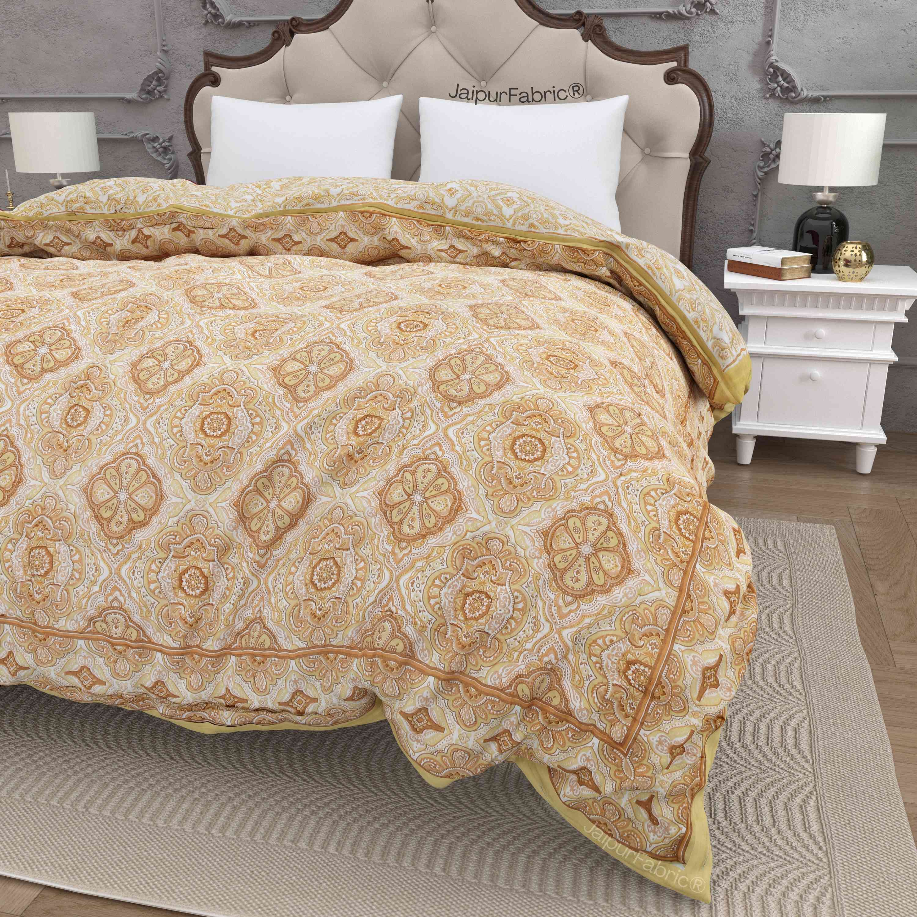 Reversible Quilt Rajai with Golden Corn Dual-Design Print for Stylish Bedrooms