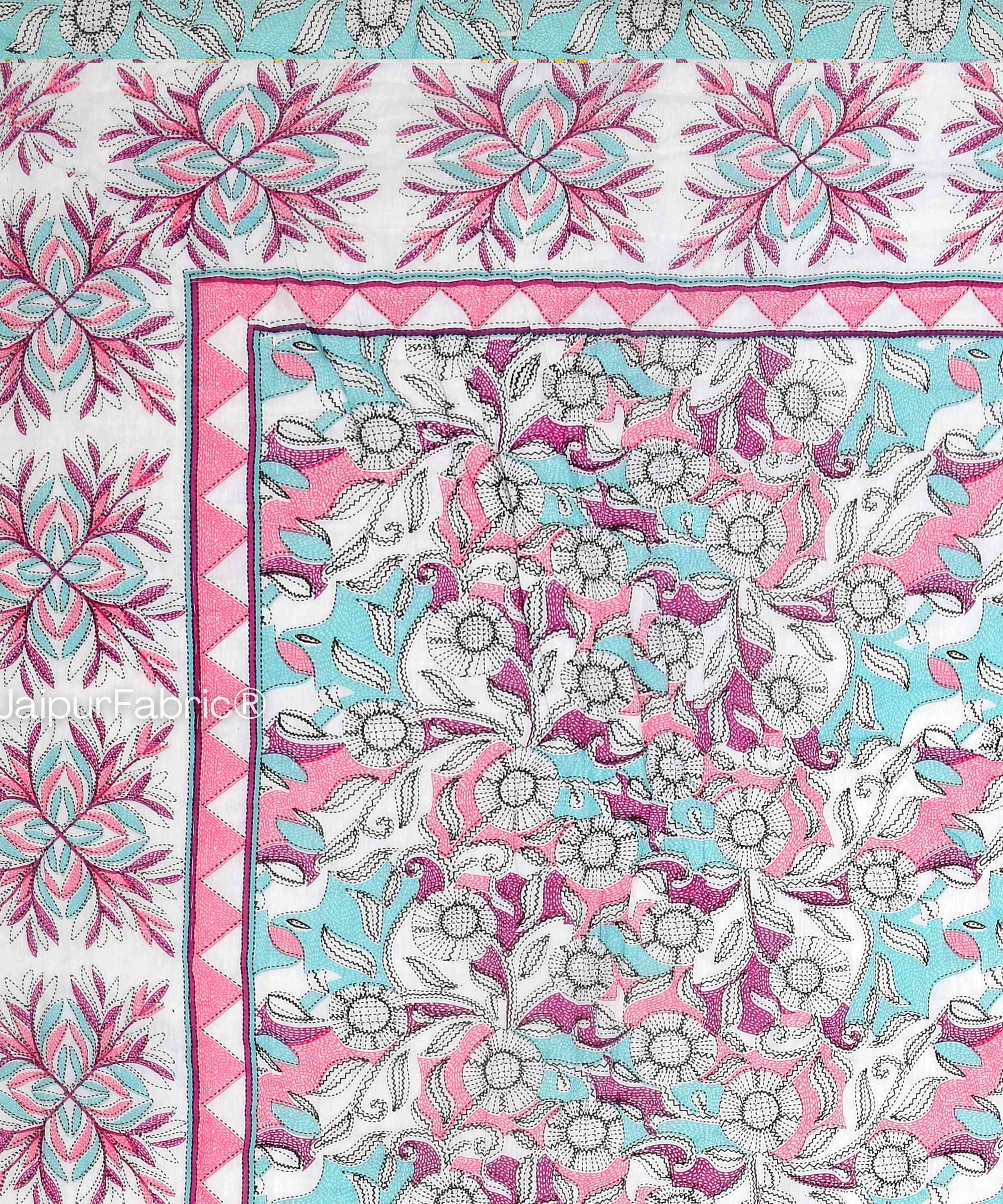 Tropical Dreamscape Colorful Lush Floral Patterns Reversible Quilt Double Bed Rajai