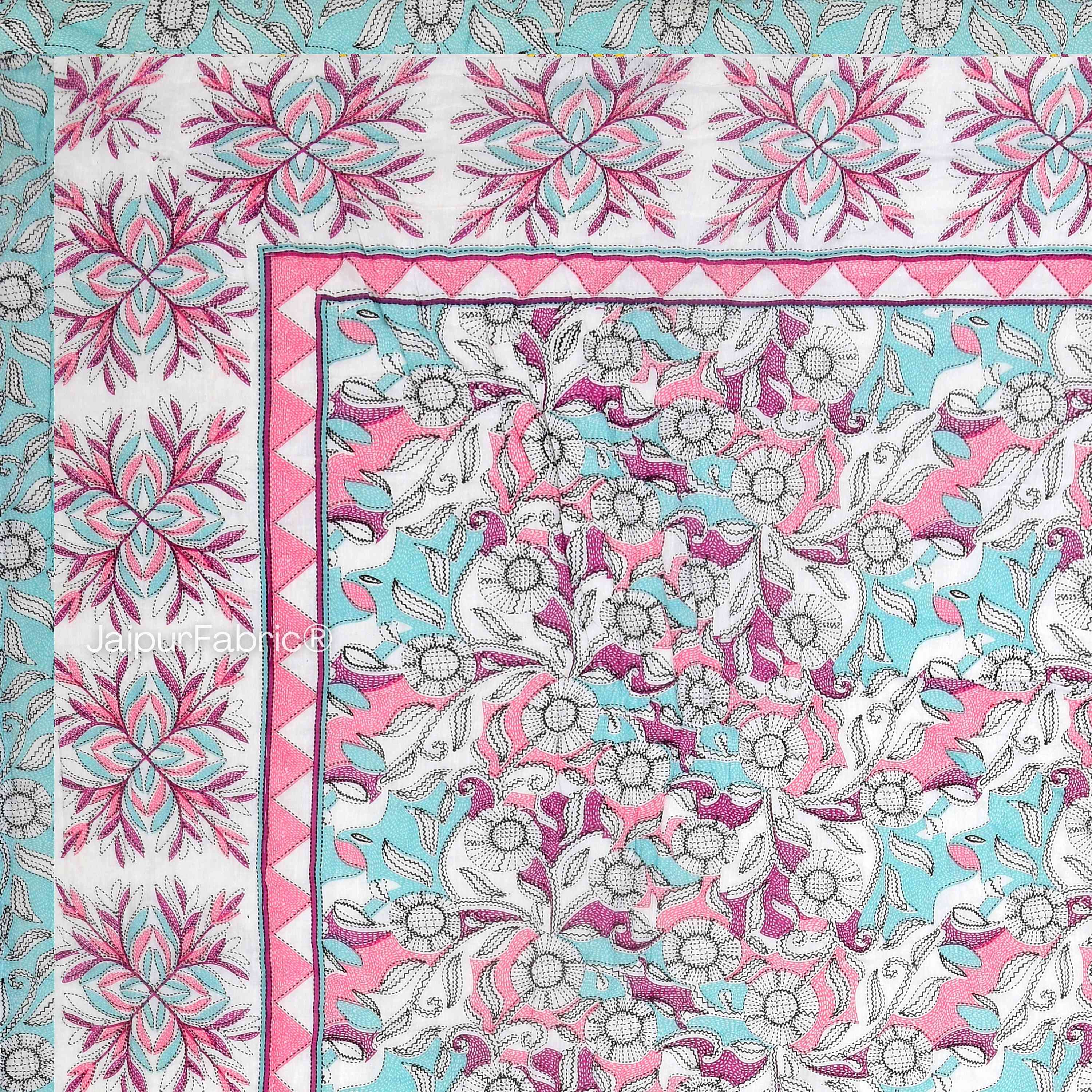 Tropical Dreamscape Colorful Lush Floral Patterns Reversible Quilt Double Bed Rajai