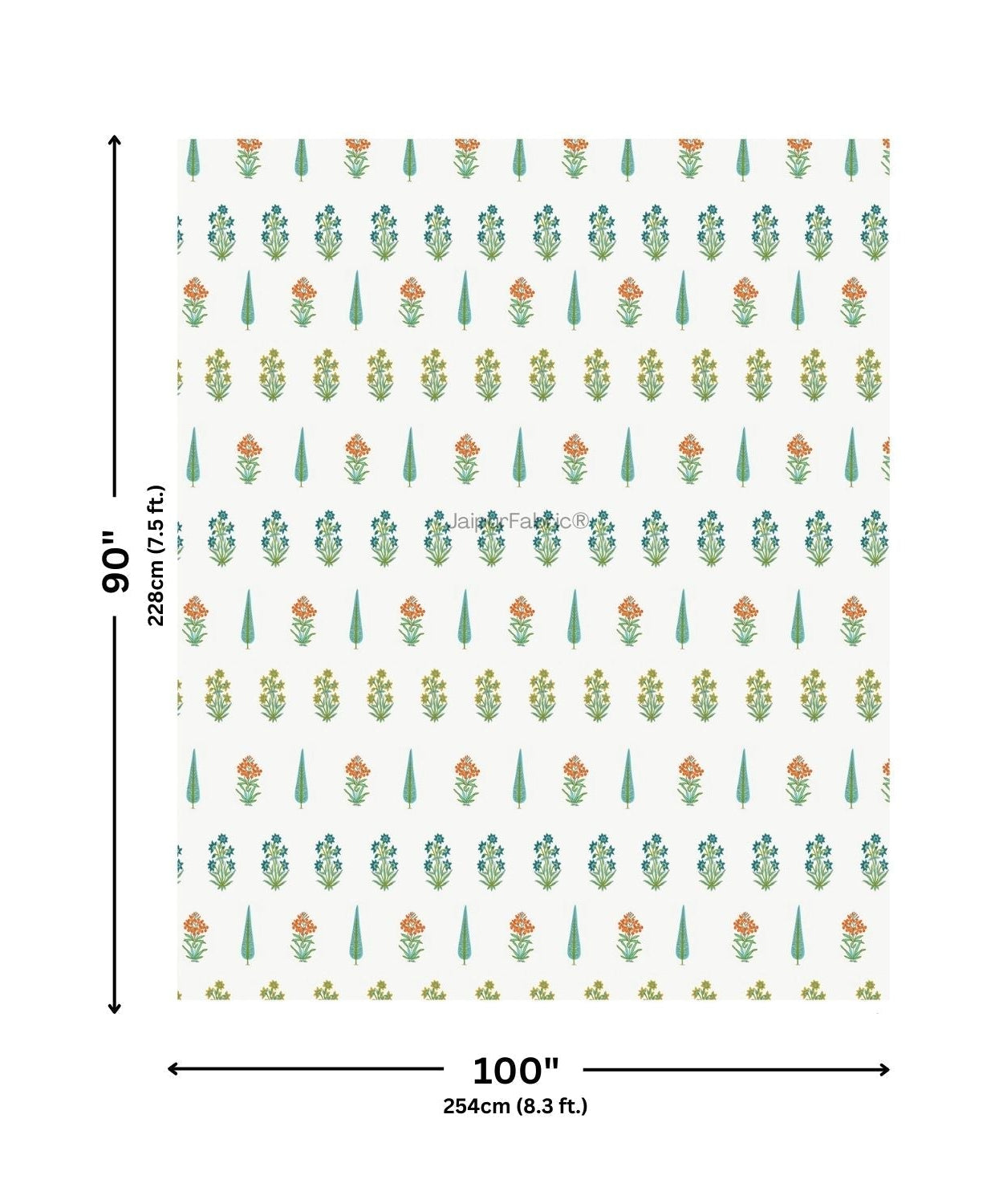 Jaipur Mela Hand Block Printed Sea Green Trees and Flowers Double Bed Quilt