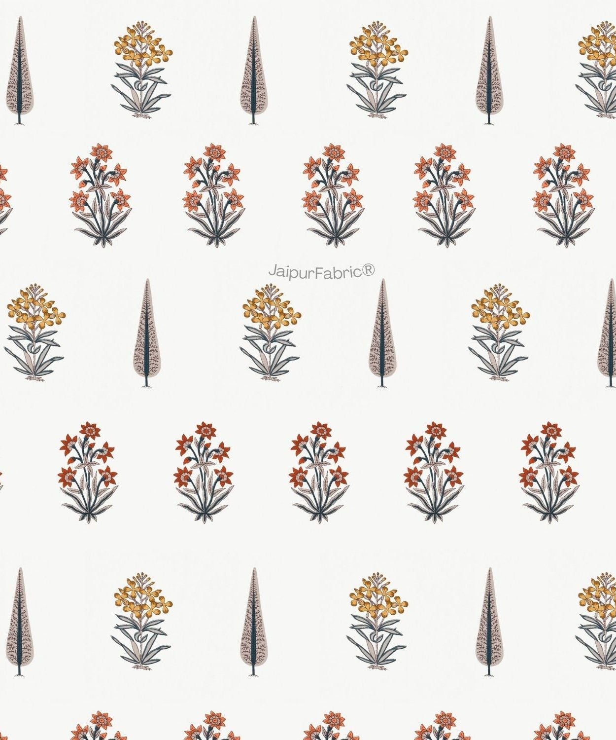 Pink Mustard Flowers Brown Leaves Jaipur Dharohar Boota Print Double Bed Quilt