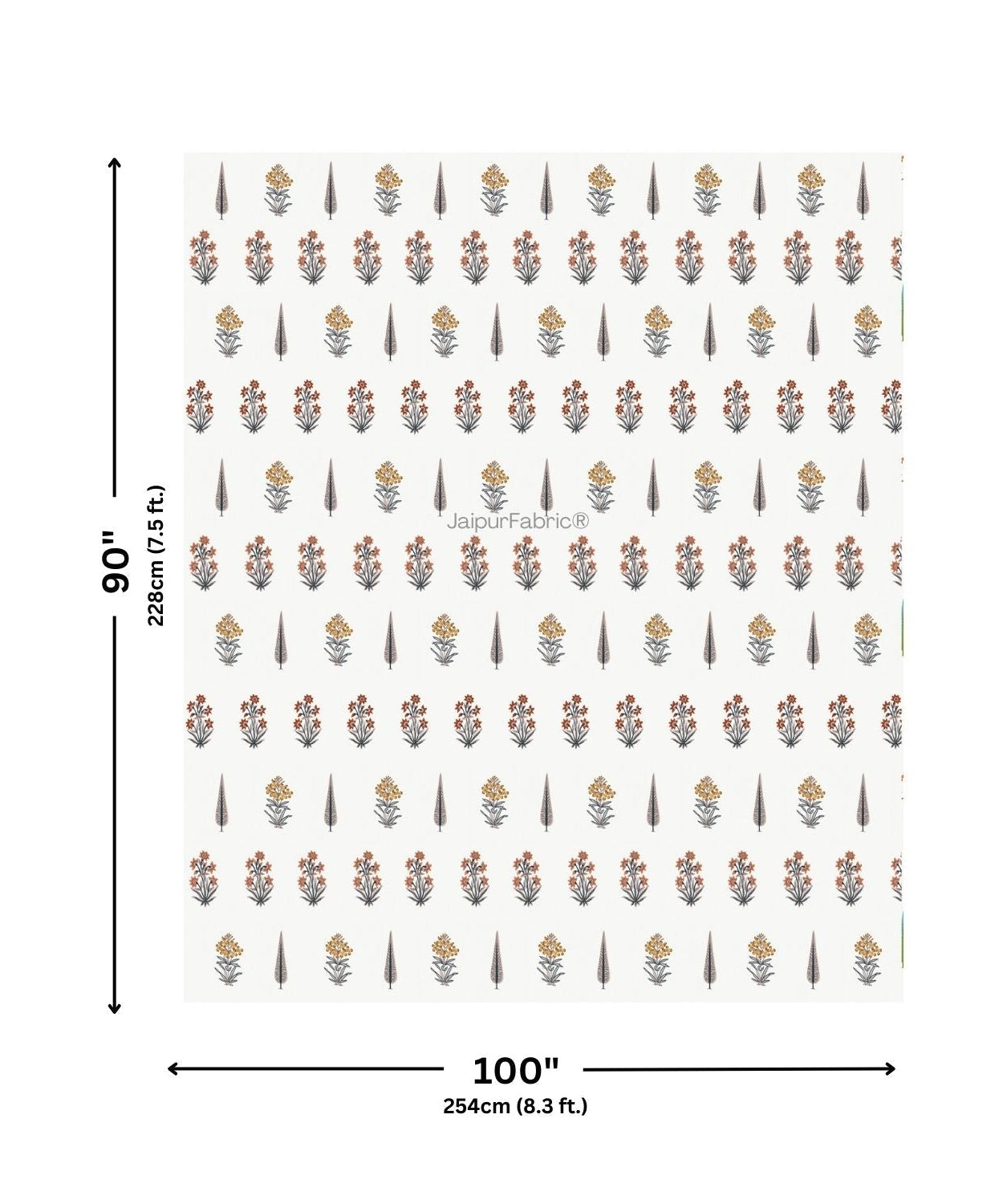 Pink Mustard Flowers Brown Leaves Jaipur Dharohar Boota Print Double Bed Quilt