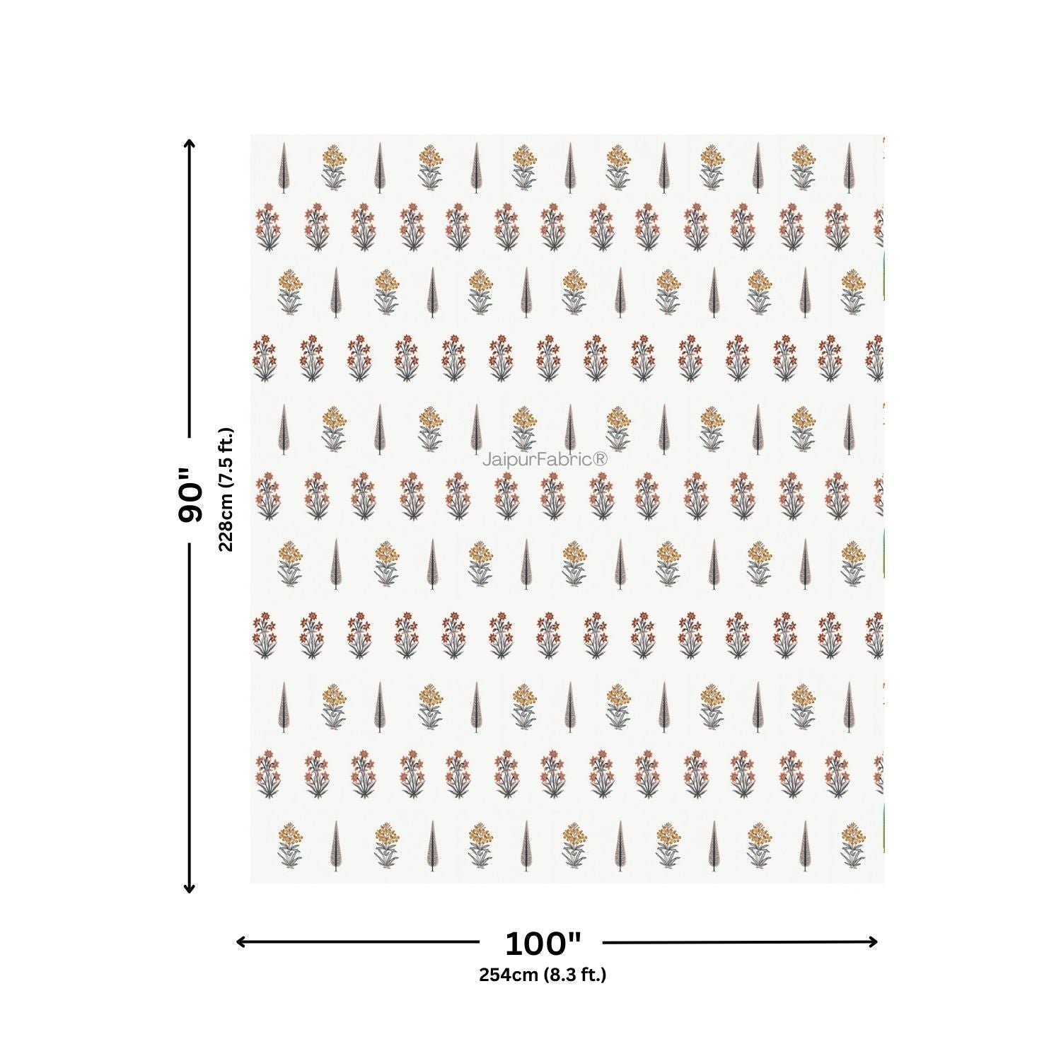 Pink Mustard Flowers Brown Leaves Jaipur Dharohar Boota Print Double Bed Quilt