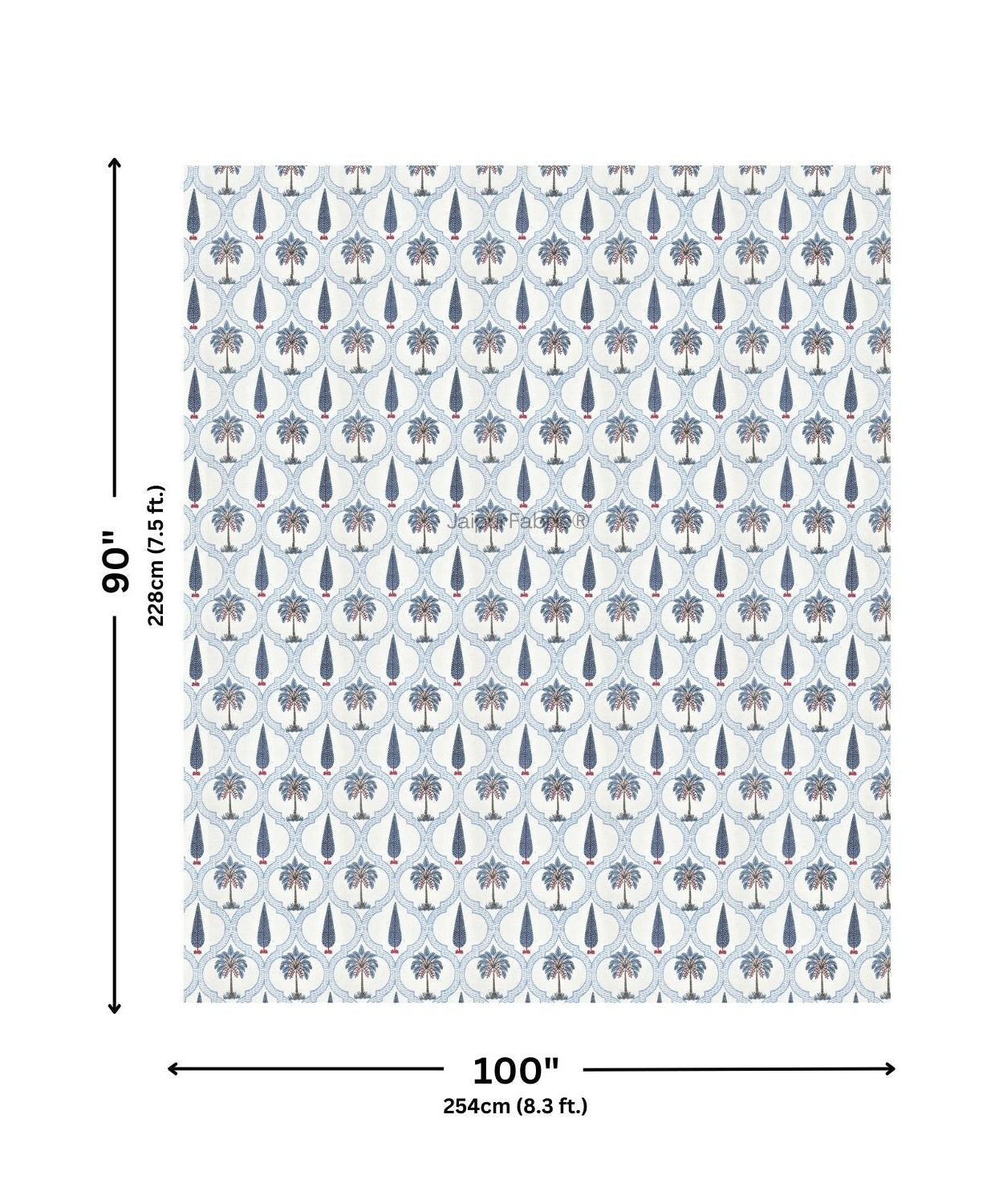 Jaipur Mela Hand Block Printed Blue Trees and Flowers Double Bed Quilt