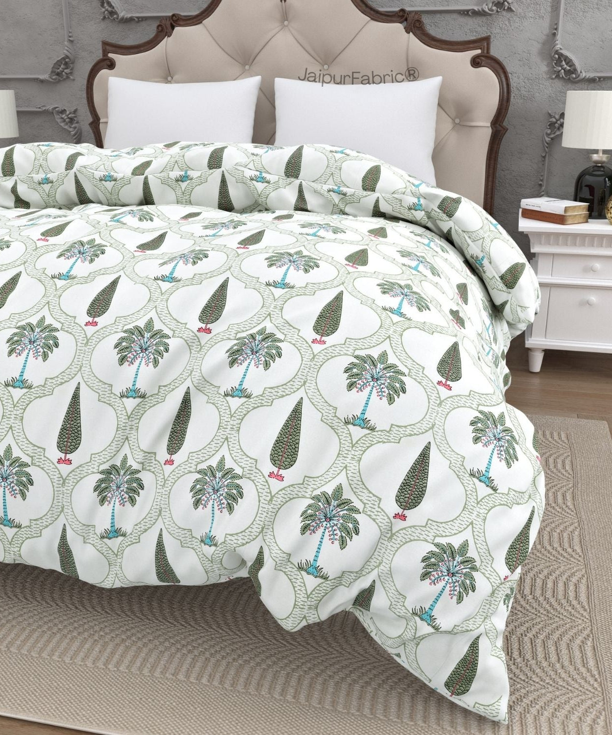 Hand Block Printroots Printed Double Bed Quilt with Intricate Floral Designs