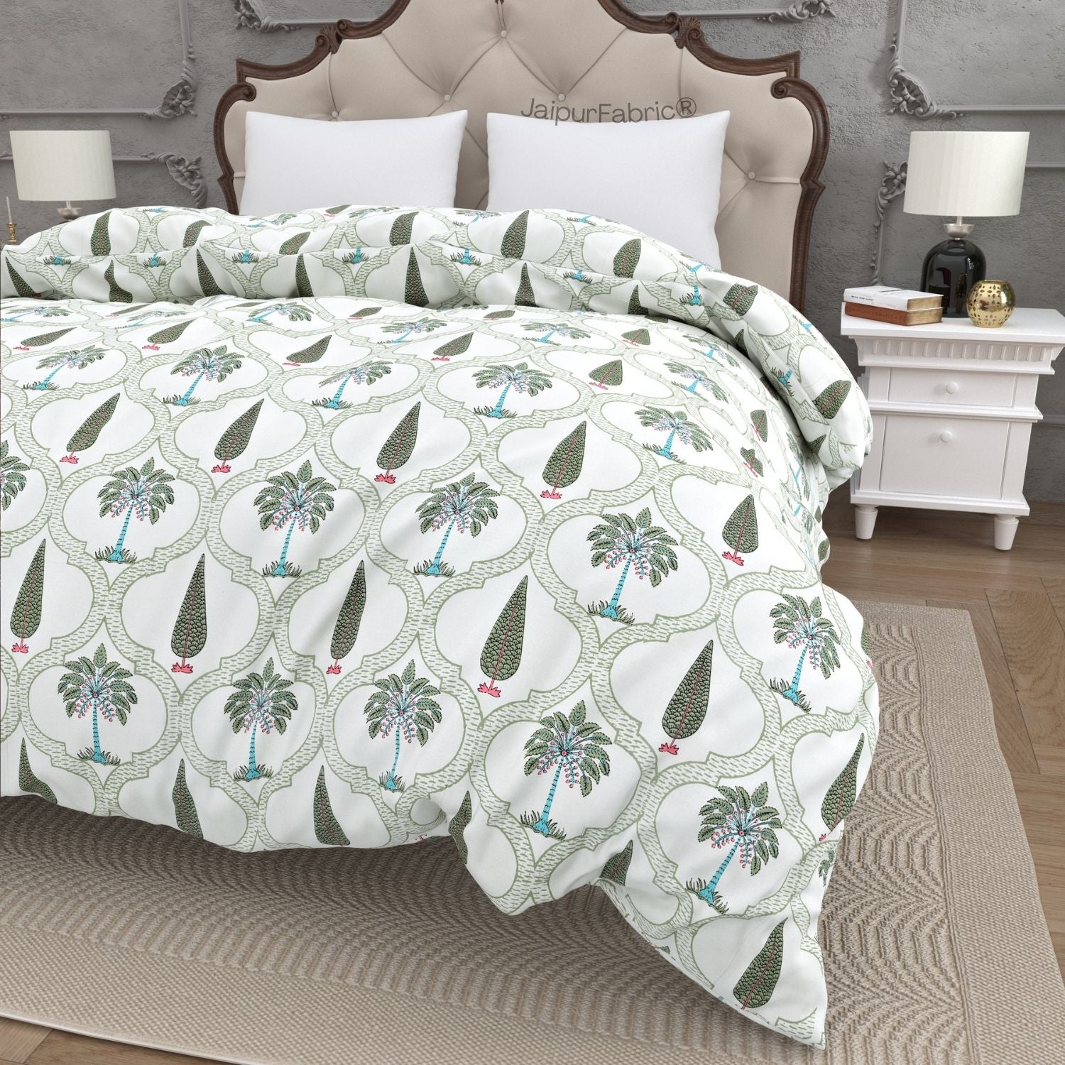 Hand Block Printroots Printed Double Bed Quilt with Intricate Floral Designs