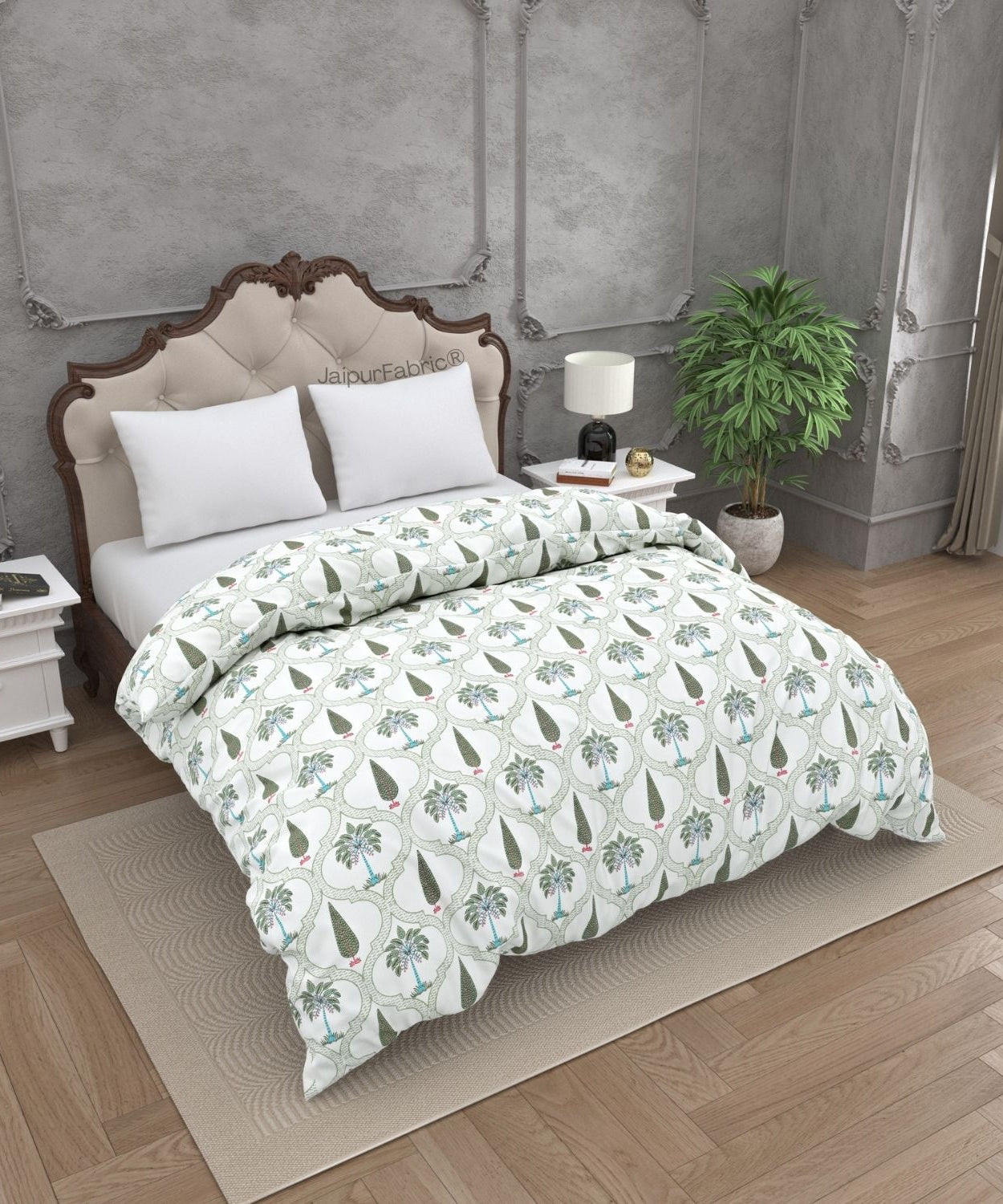 Hand Block Printroots Printed Double Bed Quilt with Intricate Floral Designs