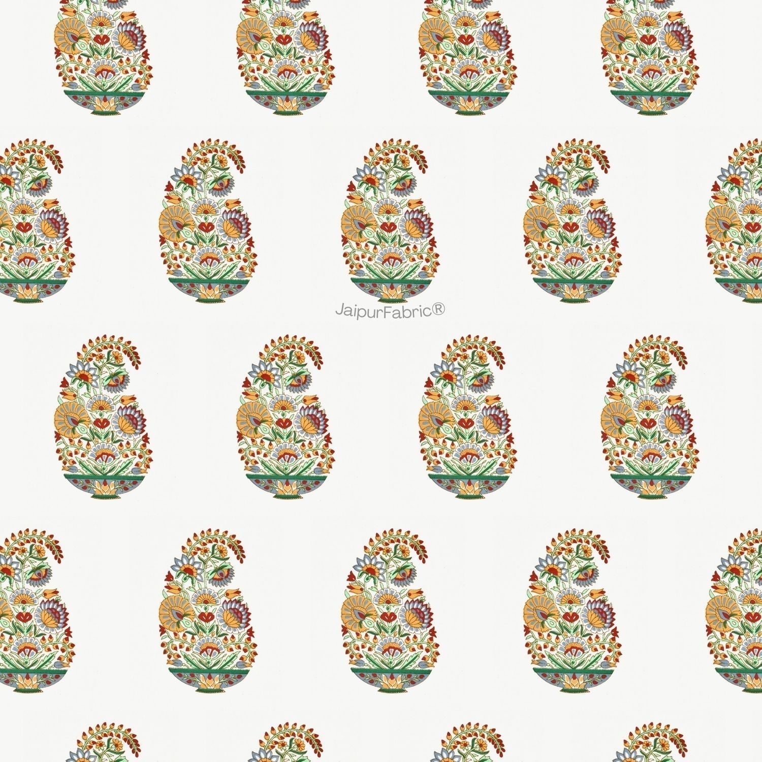 Hand Block Printed Double Bed Quilt Floral Valley Bunai Pattern Indian Kairi Design Double Bed Quilt