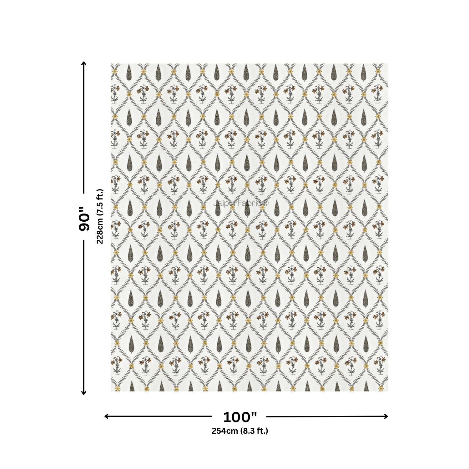 Beautiful Yellow & Grey Pookalam Floral Symphony Rihaa Handblock Printed Double Bed Quilt