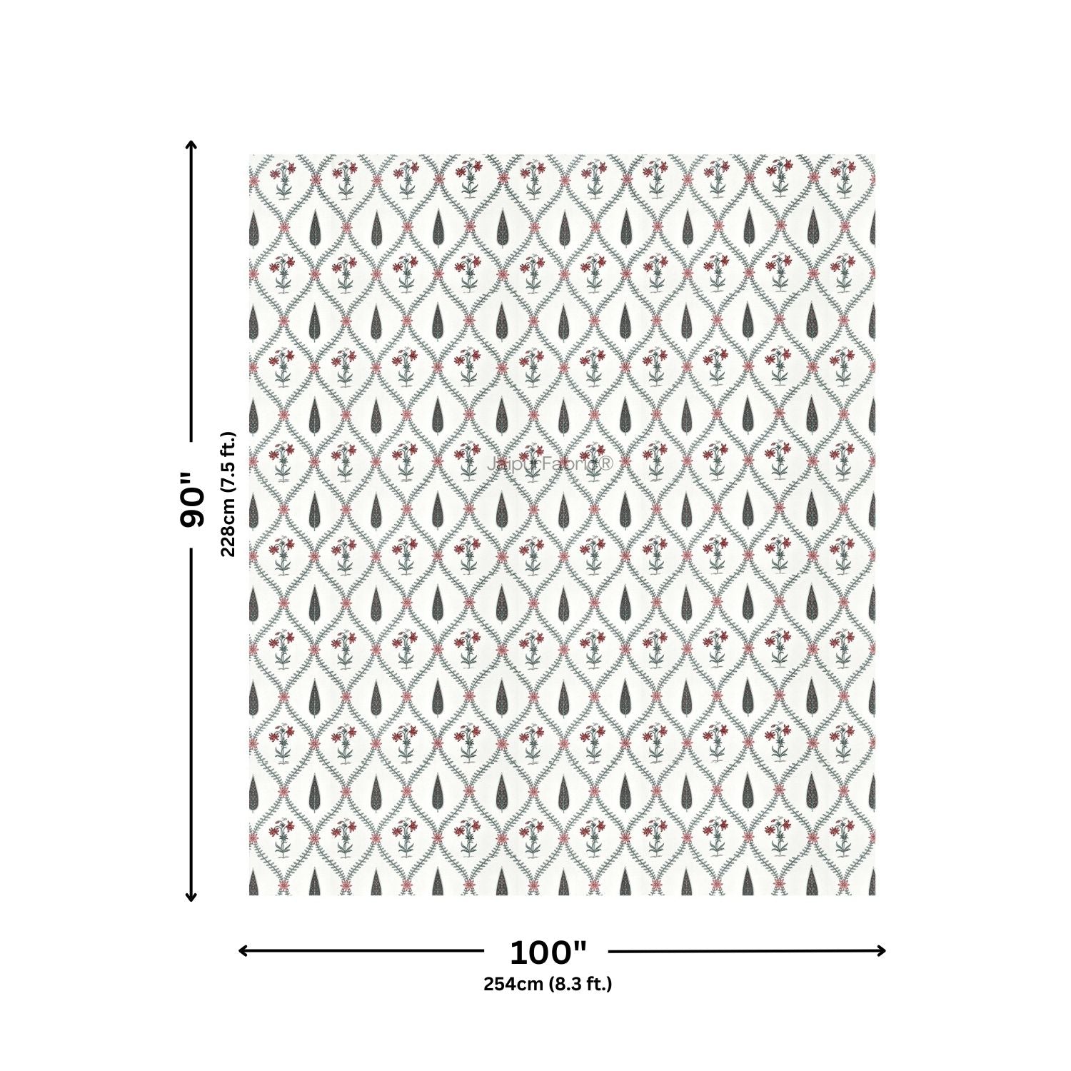 Madhuban Handblock Pink Flowers and Green Leaves Double Bed Quilt