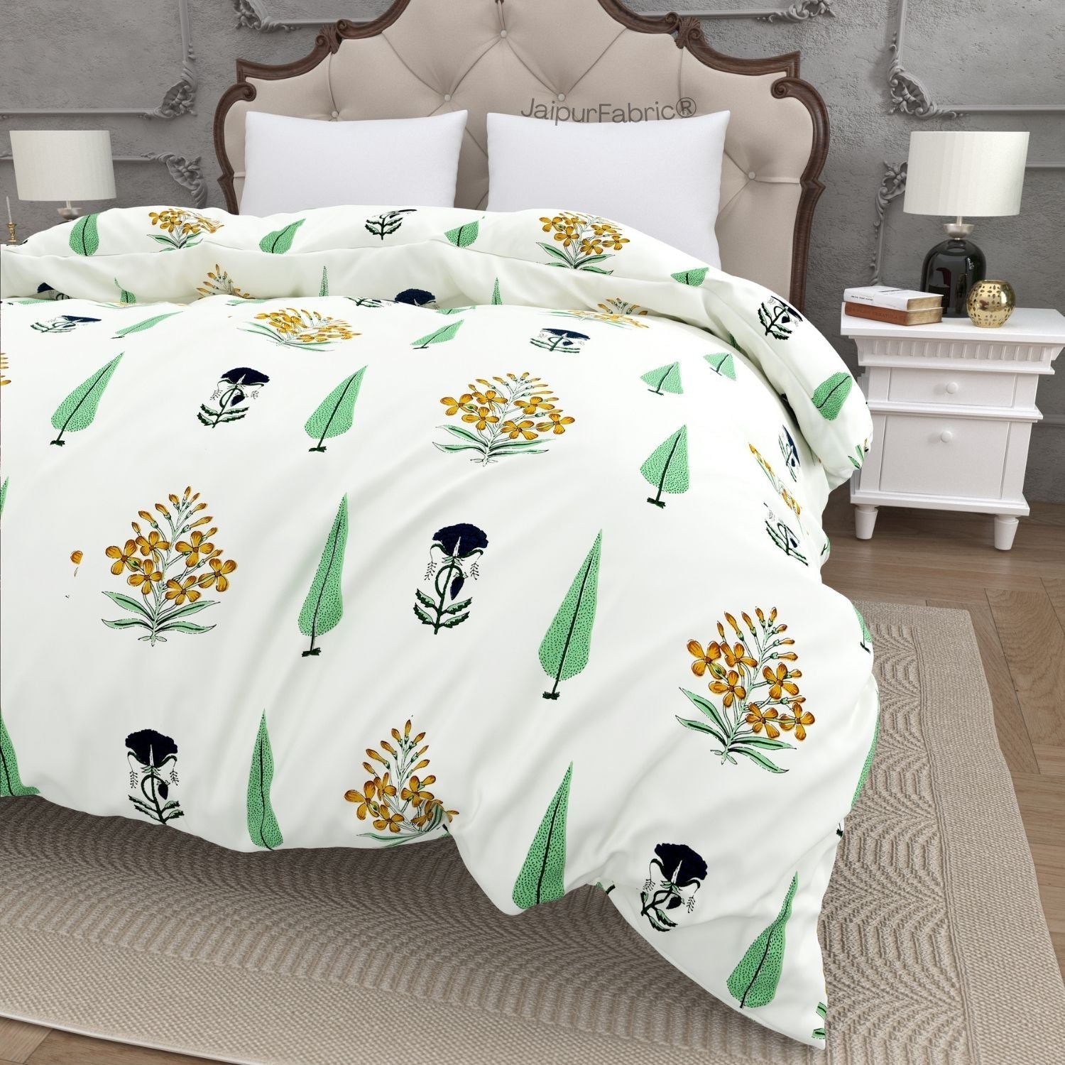 Vintage Flora Hand Block 100% Cotton Premium Double Bed Quilt