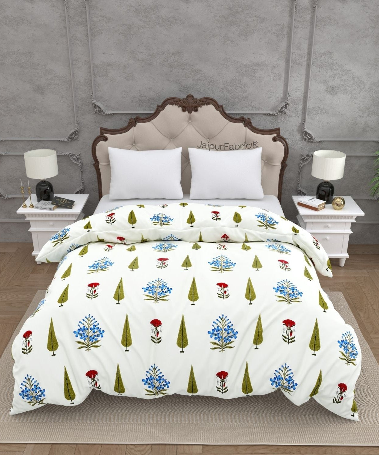 Elite Furnishing Jaipur Mela Hand Block Printed Cotton Double Bed Quilt