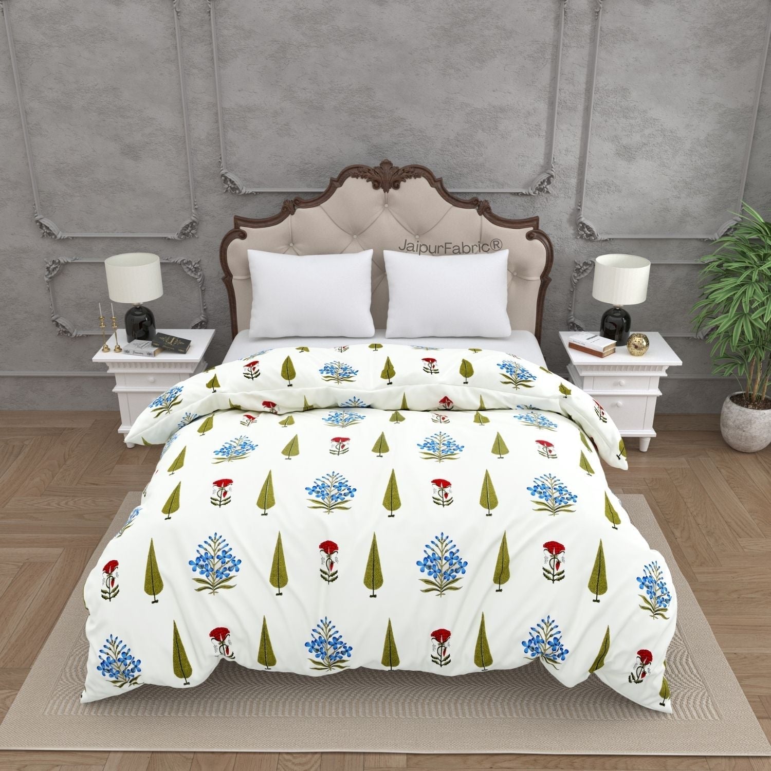 Elite Furnishing Jaipur Mela Hand Block Printed Cotton Double Bed Quilt