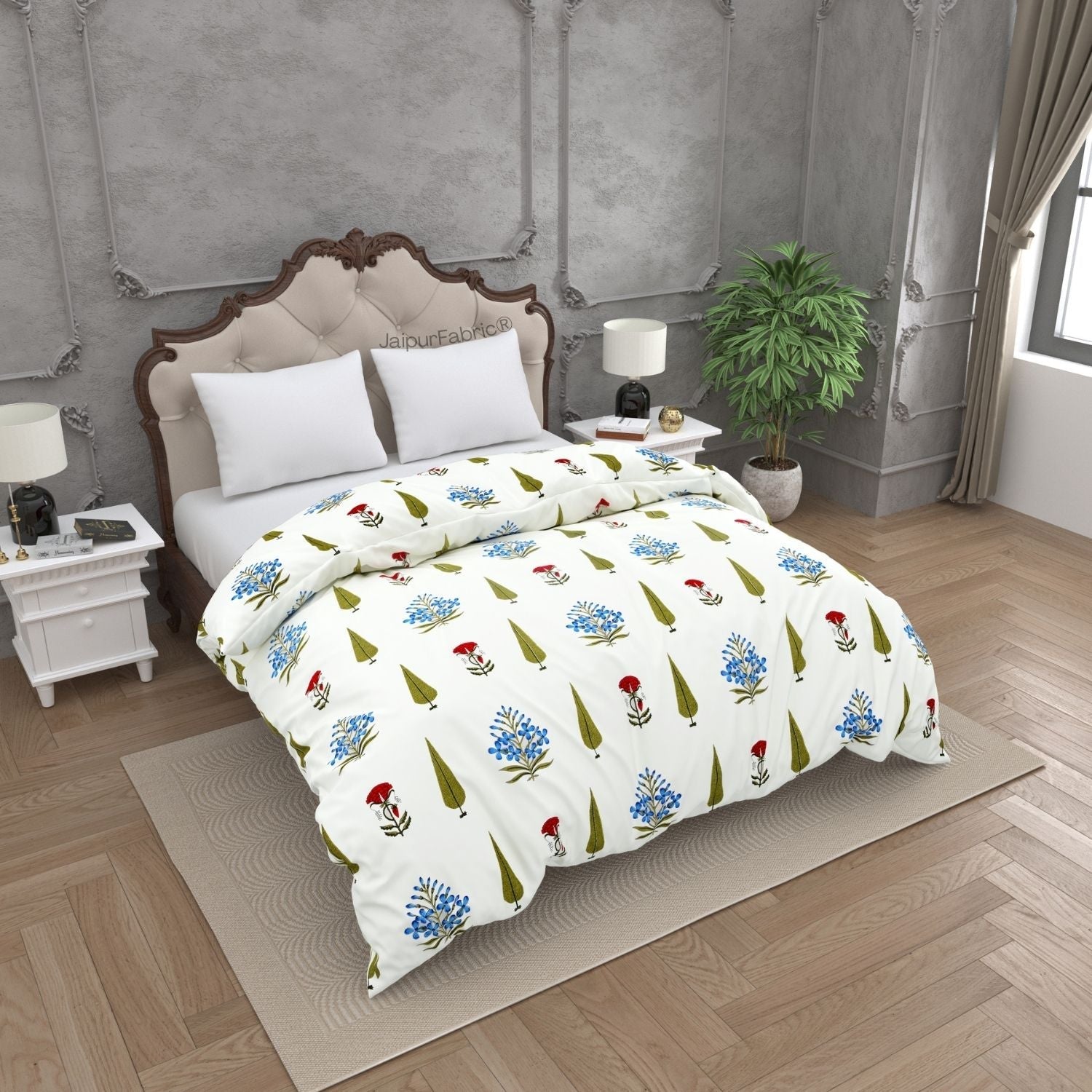 Elite Furnishing Jaipur Mela Hand Block Printed Cotton Double Bed Quilt