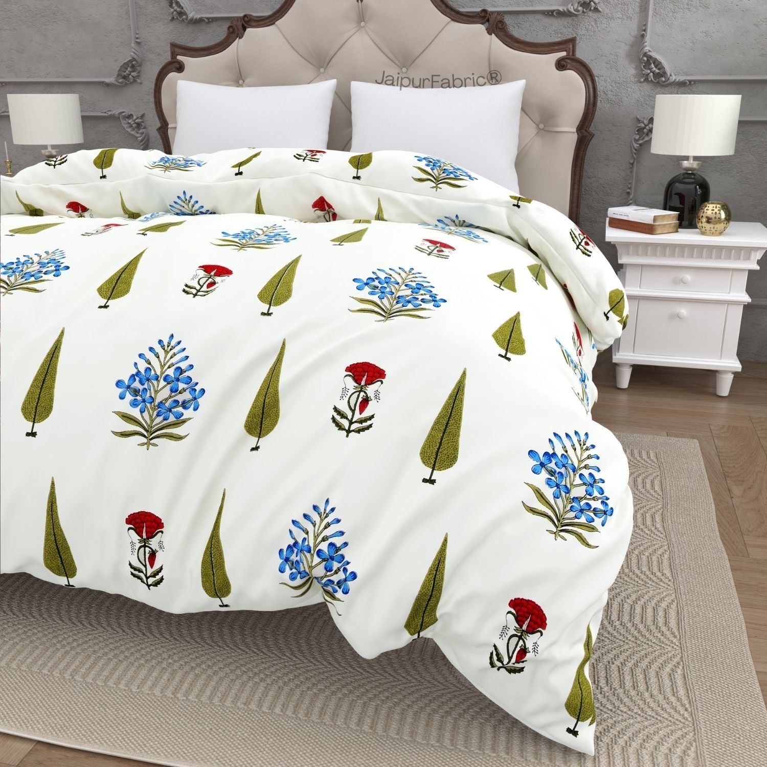 Elite Furnishing Jaipur Mela Hand Block Printed Cotton Double Bed Quilt