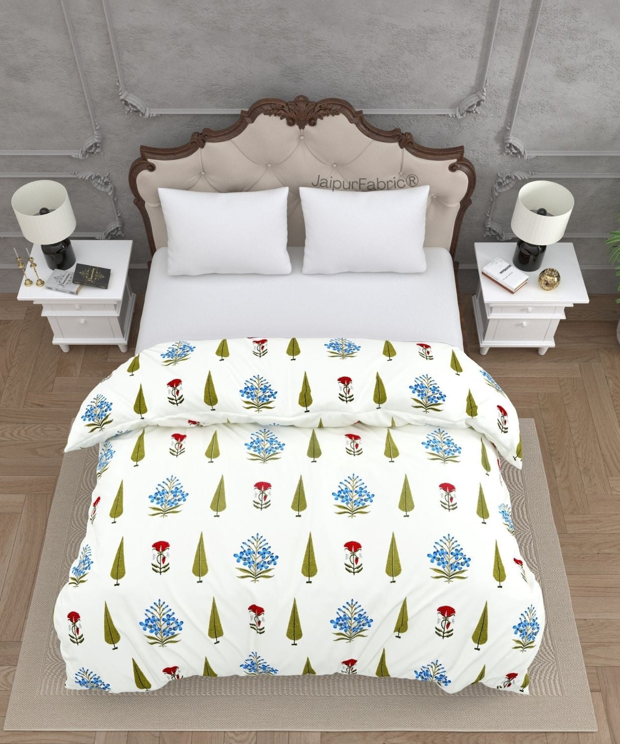 Elite Furnishing Jaipur Mela Hand Block Printed Cotton Double Bed Quilt