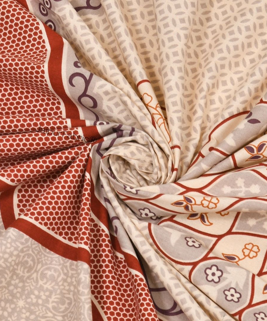 Gerua Lotus Sutra Abundance Pure Cotton King Size Bedsheet