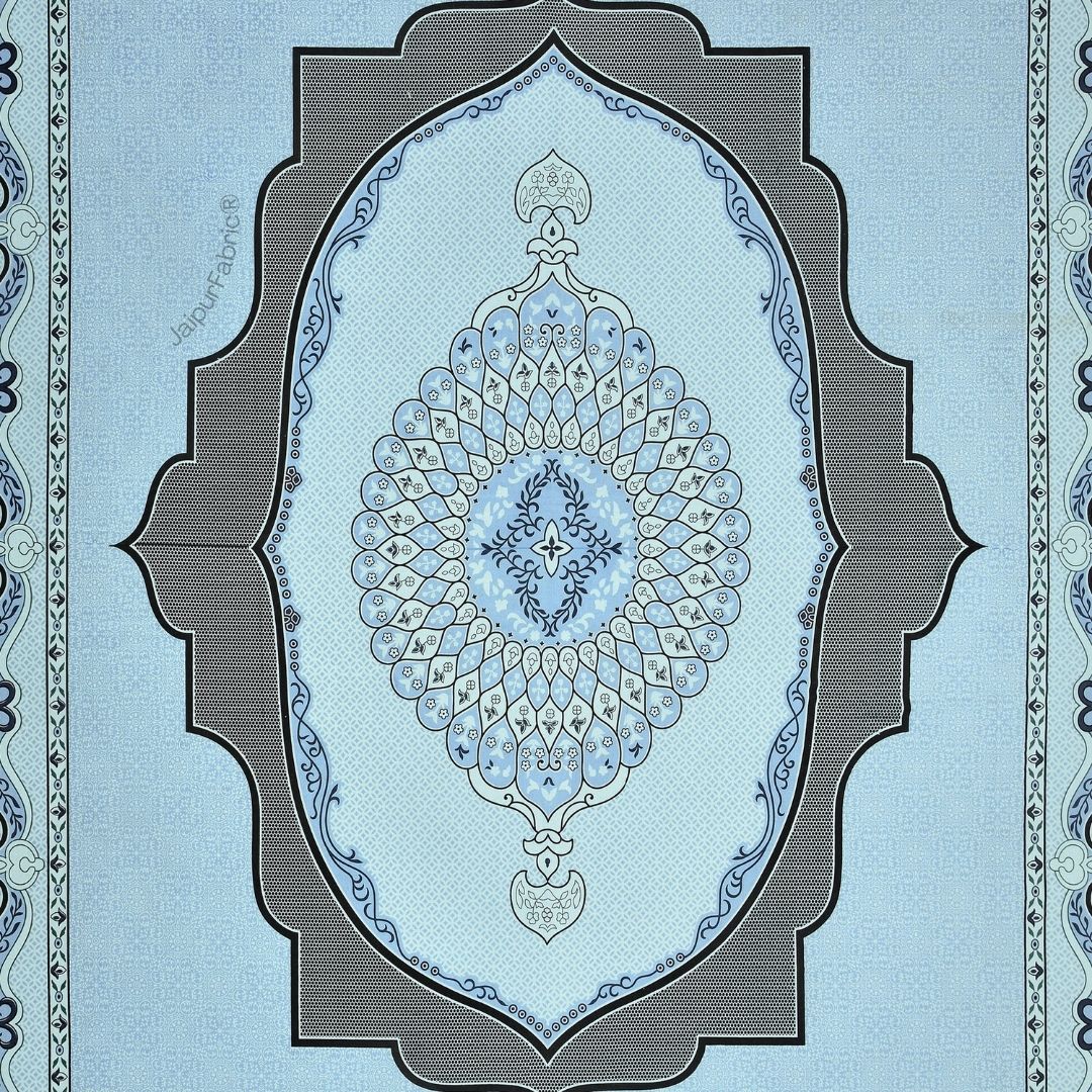 Teal Lotus Sutra Abundance Pure Cotton King Size Bedsheet