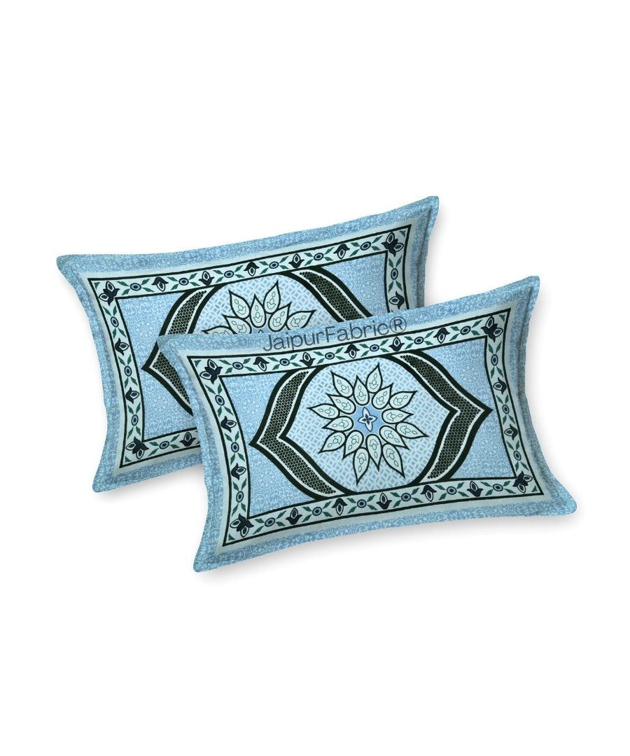 Teal Lotus Sutra Abundance Pure Cotton King Size Bedsheet