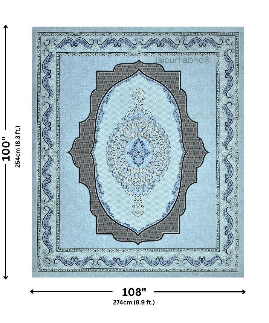 Teal Lotus Sutra Abundance Pure Cotton King Size Bedsheet