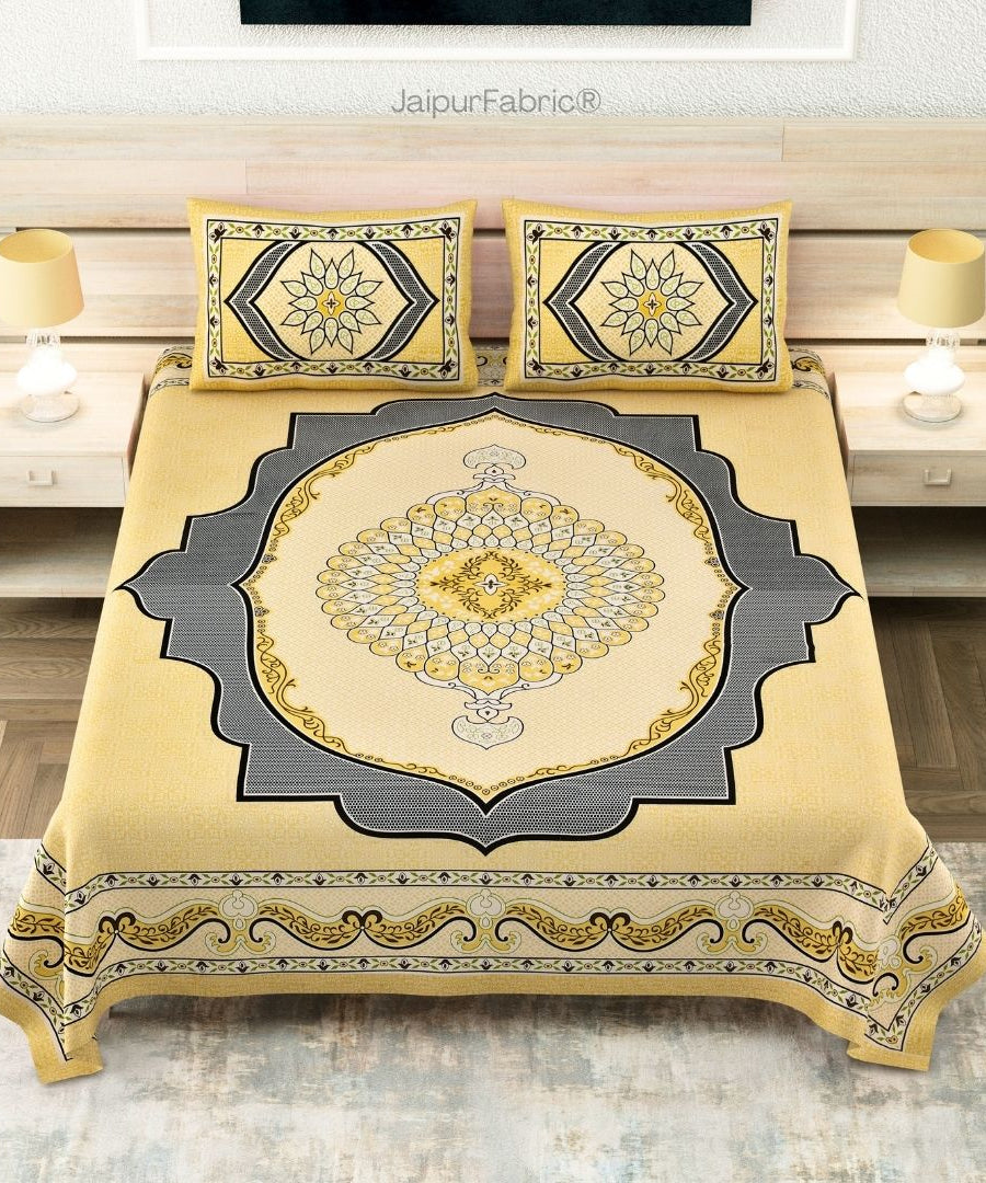 Golden Lotus Sutra Abundance Pure Cotton King Size Bedsheet