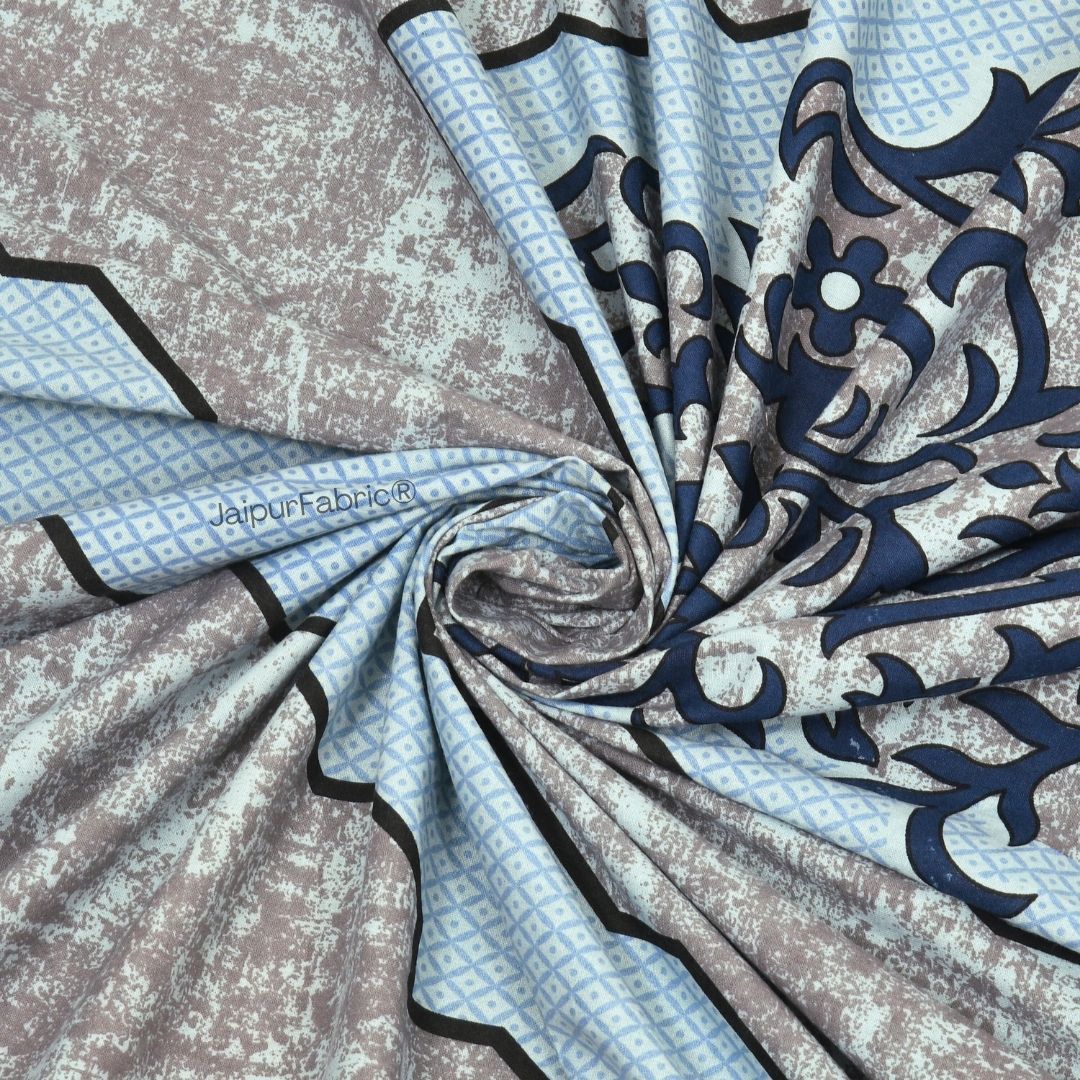 Divine Yantra Teal Harmony Pure Cotton King Size Bedsheet