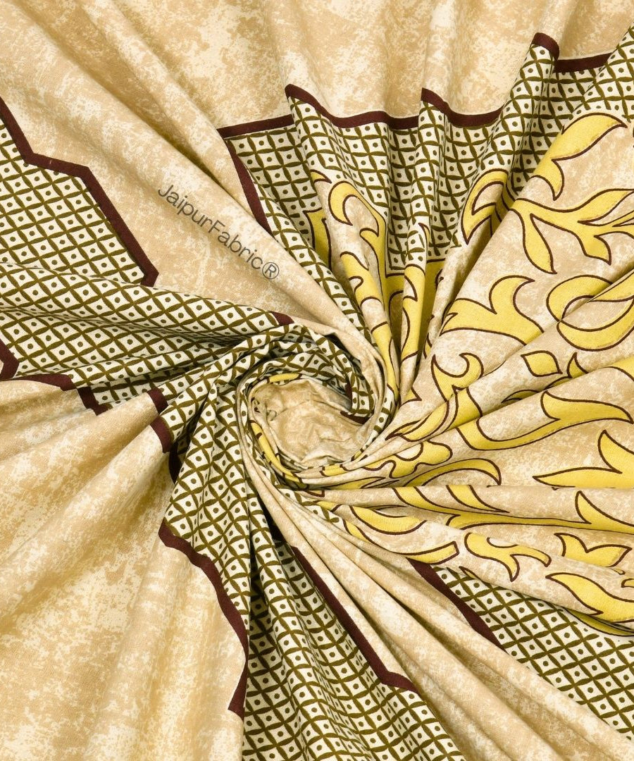 Divine Yantra Golden Harmony Pure Cotton King Size Bedsheet