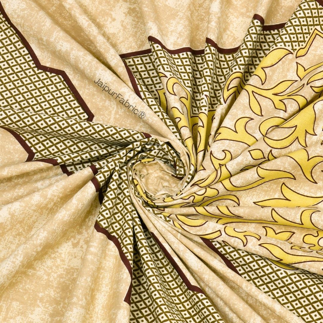 Divine Yantra Golden Harmony Pure Cotton King Size Bedsheet