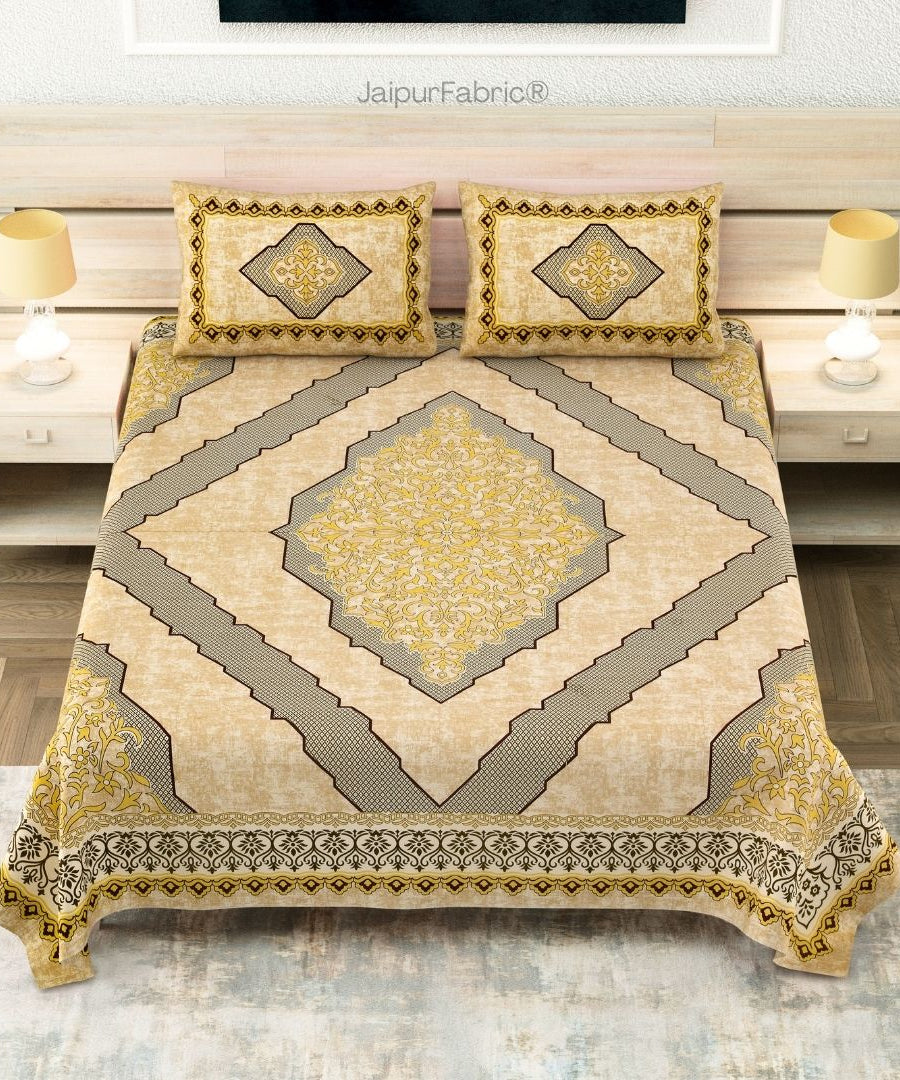 Divine Yantra Golden Harmony Pure Cotton King Size Bedsheet