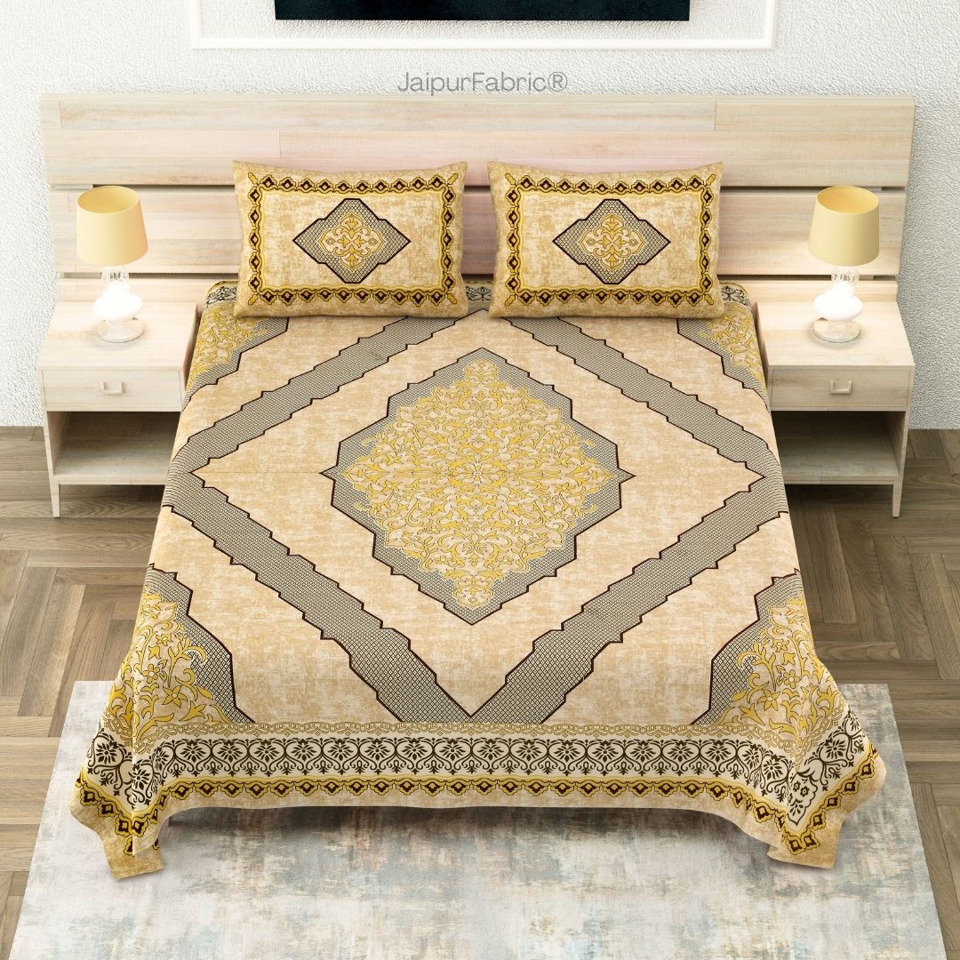 Divine Yantra Golden Harmony Pure Cotton King Size Bedsheet