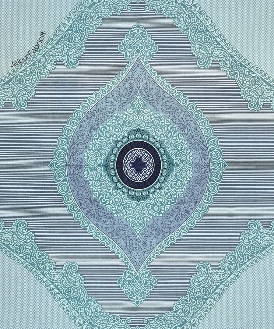 Shubh Labh Teal Elegance Luxurious Pure Cotton King Size Bedsheet