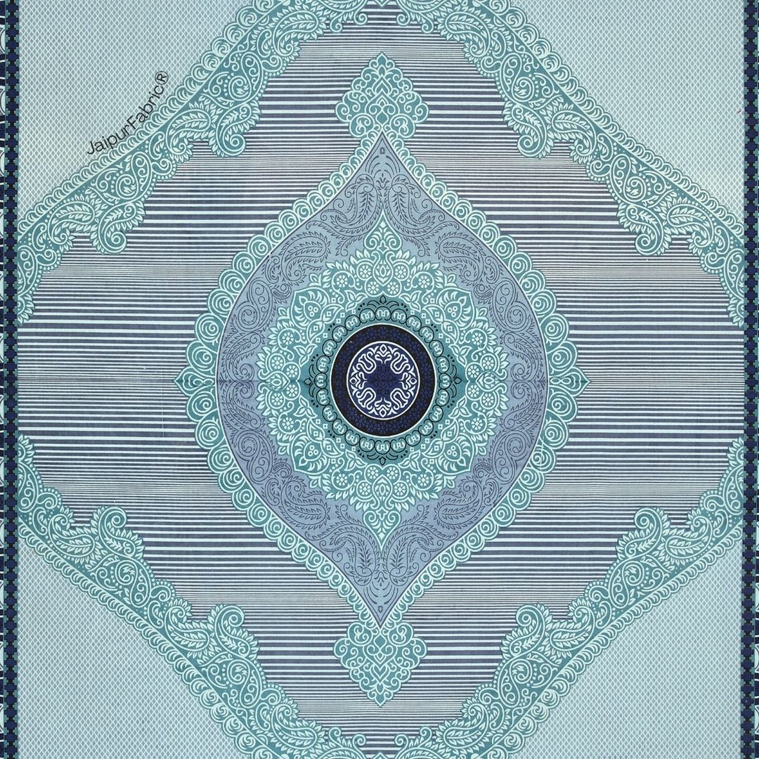 Shubh Labh Teal Elegance Luxurious Pure Cotton King Size Bedsheet