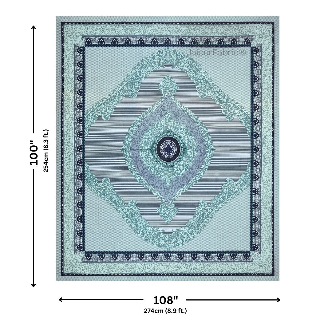 Shubh Labh Teal Elegance Luxurious Pure Cotton King Size Bedsheet
