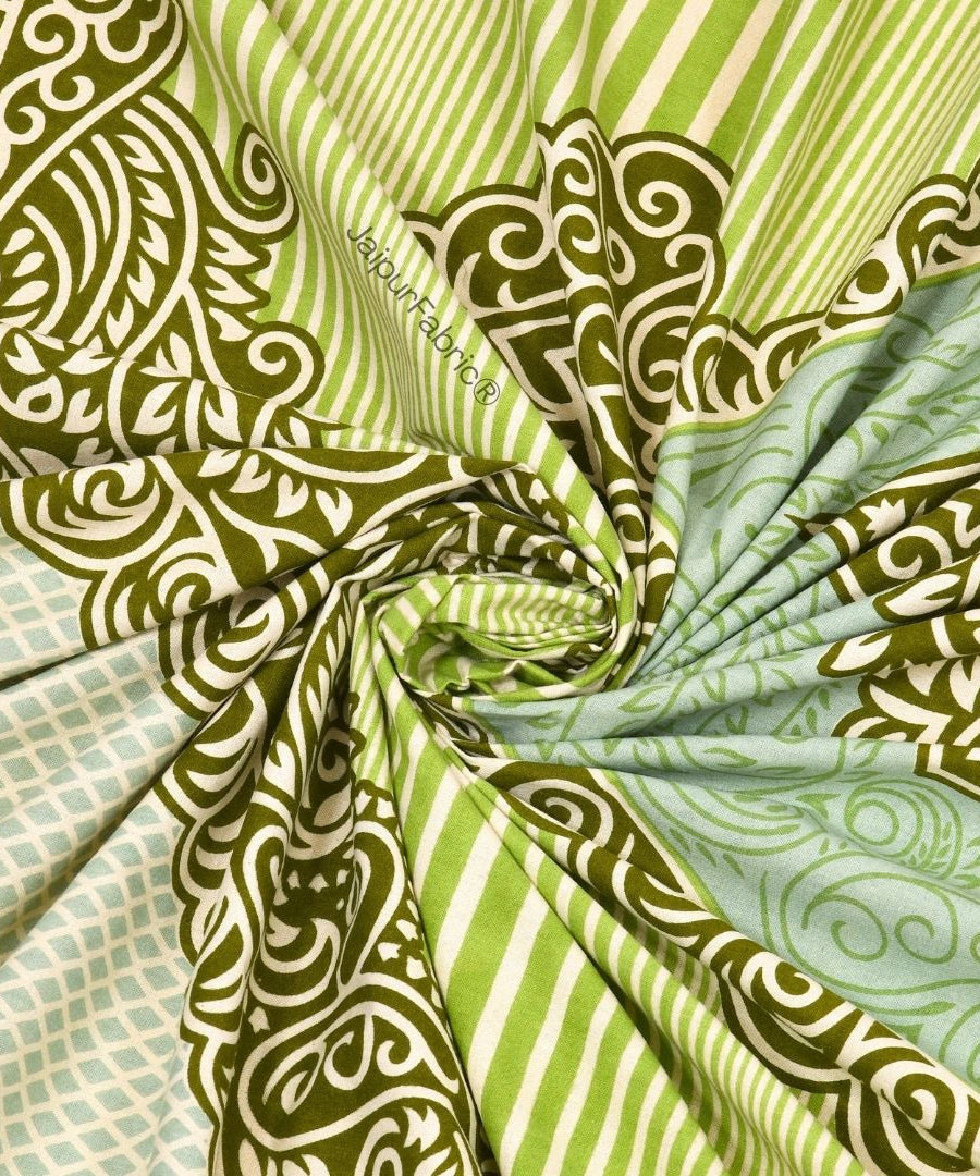 Shubh Labh Green Elegance Luxurious Pure Cotton King Size Bedsheet