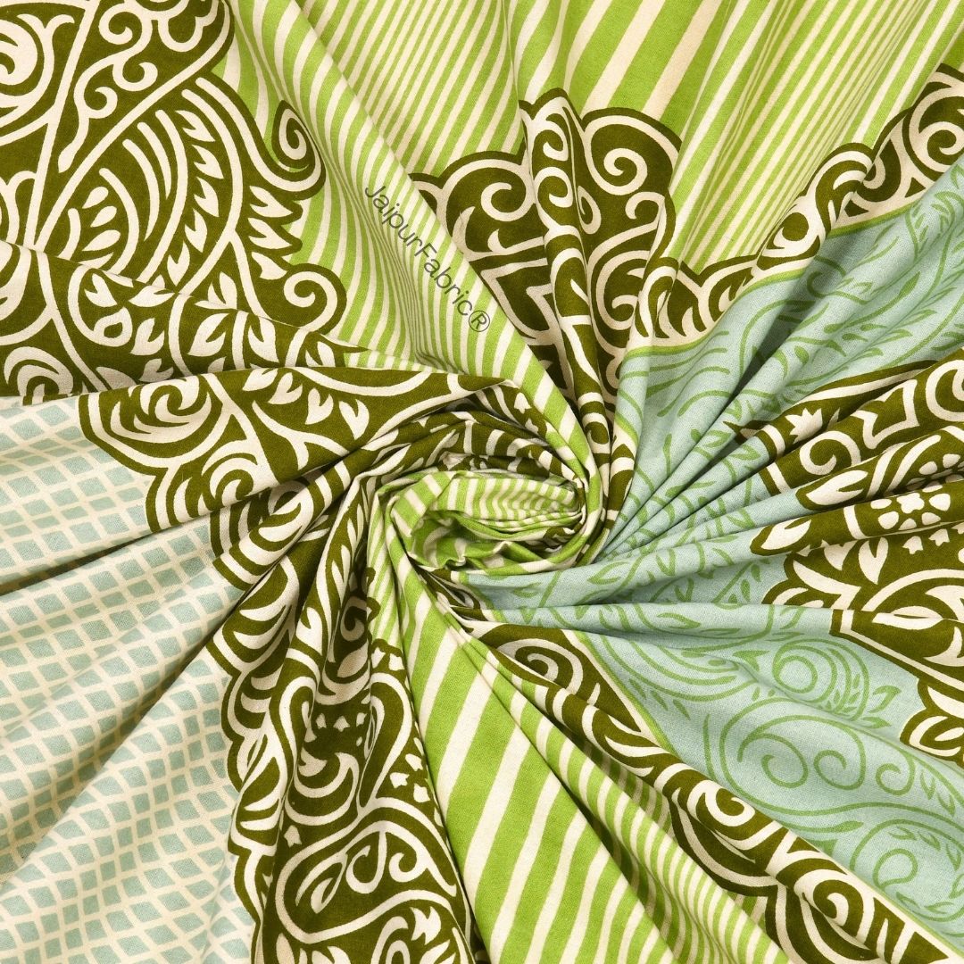 Shubh Labh Green Elegance Luxurious Pure Cotton King Size Bedsheet